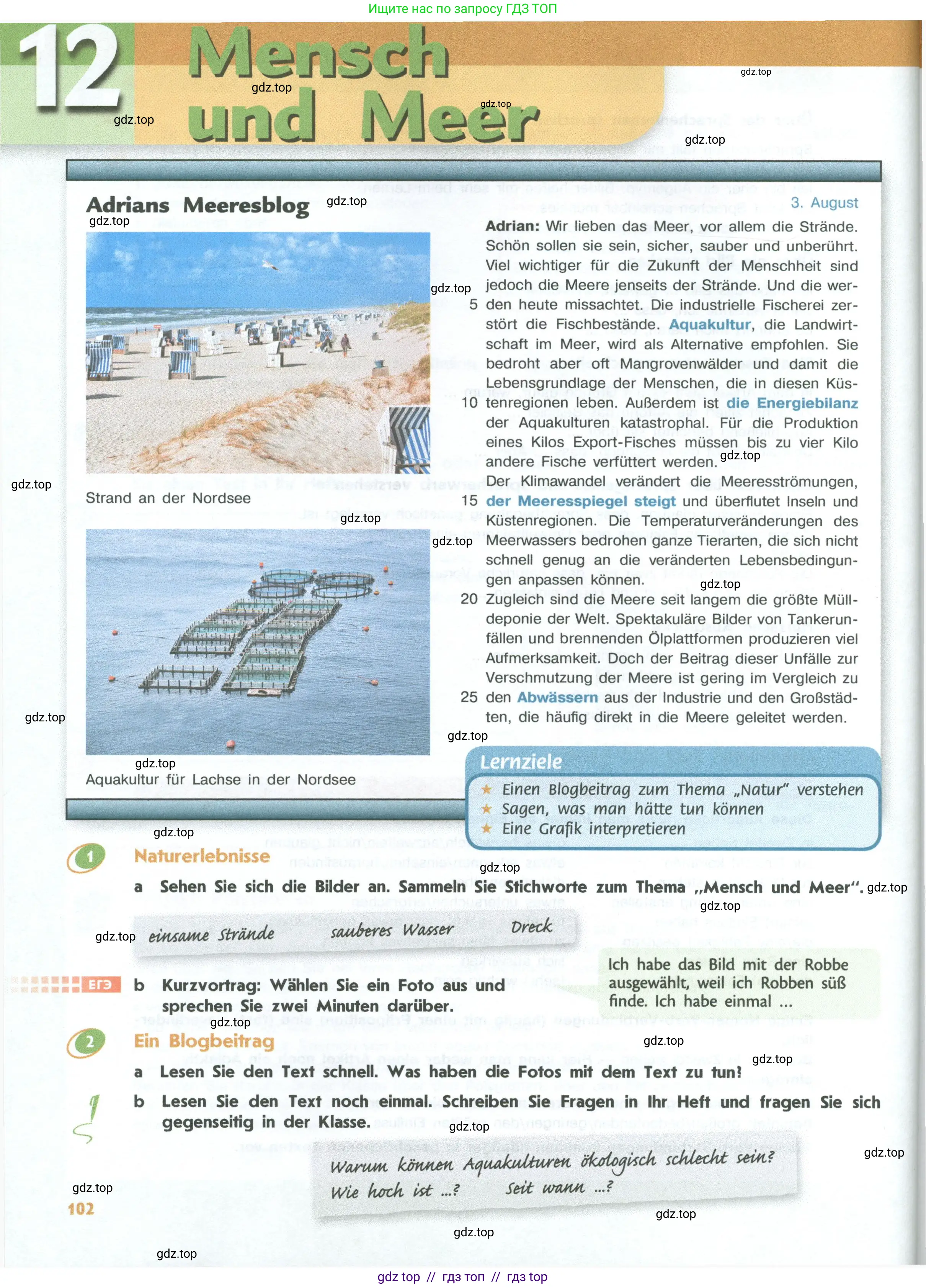 Немецкий язык (Deutsch), 10 класс учебник (lehrbuch), авторы: Аверин Михаил Михайлович (Awerin М), Бажанов Александр Евгеньевич, Фурманова София Львовна, Джин Фридерике (Jin Friederike), Рорман Лутц (Rohrmann Lutz), Михалак Магдалена (Michalak Magdalena), Фосс Уте (Voß Ute), издательство Просвещение, Москва, 2019, страница 102