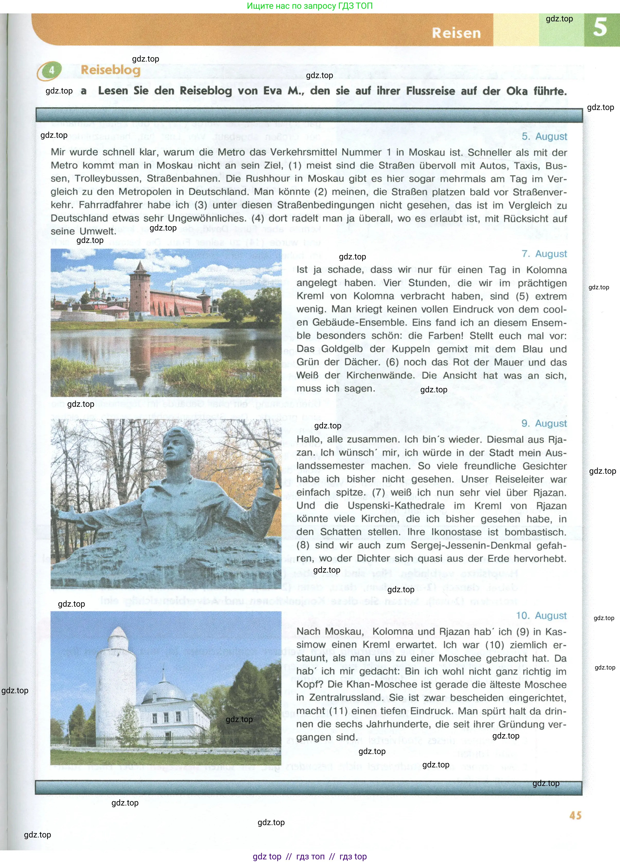 Немецкий язык (Deutsch), 10 класс учебник (lehrbuch), авторы: Аверин Михаил Михайлович (Awerin М), Бажанов Александр Евгеньевич, Фурманова София Львовна, Джин Фридерике (Jin Friederike), Рорман Лутц (Rohrmann Lutz), Михалак Магдалена (Michalak Magdalena), Фосс Уте (Voß Ute), издательство Просвещение, Москва, 2019, страница 45