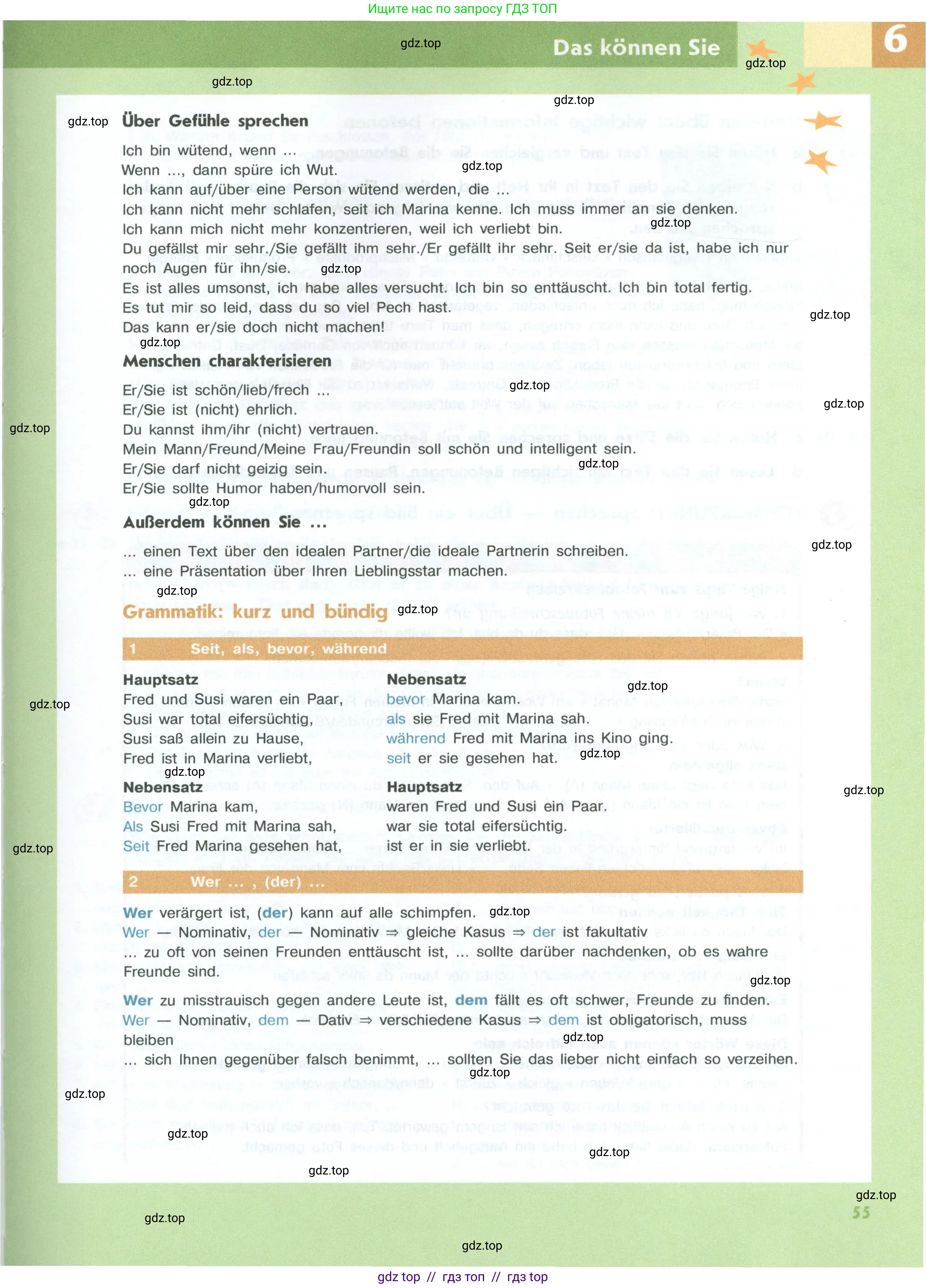 Немецкий язык (Deutsch), 10 класс учебник (lehrbuch), авторы: Аверин Михаил Михайлович (Awerin М), Бажанов Александр Евгеньевич, Фурманова София Львовна, Джин Фридерике (Jin Friederike), Рорман Лутц (Rohrmann Lutz), Михалак Магдалена (Michalak Magdalena), Фосс Уте (Voß Ute), издательство Просвещение, Москва, 2019, страница 55