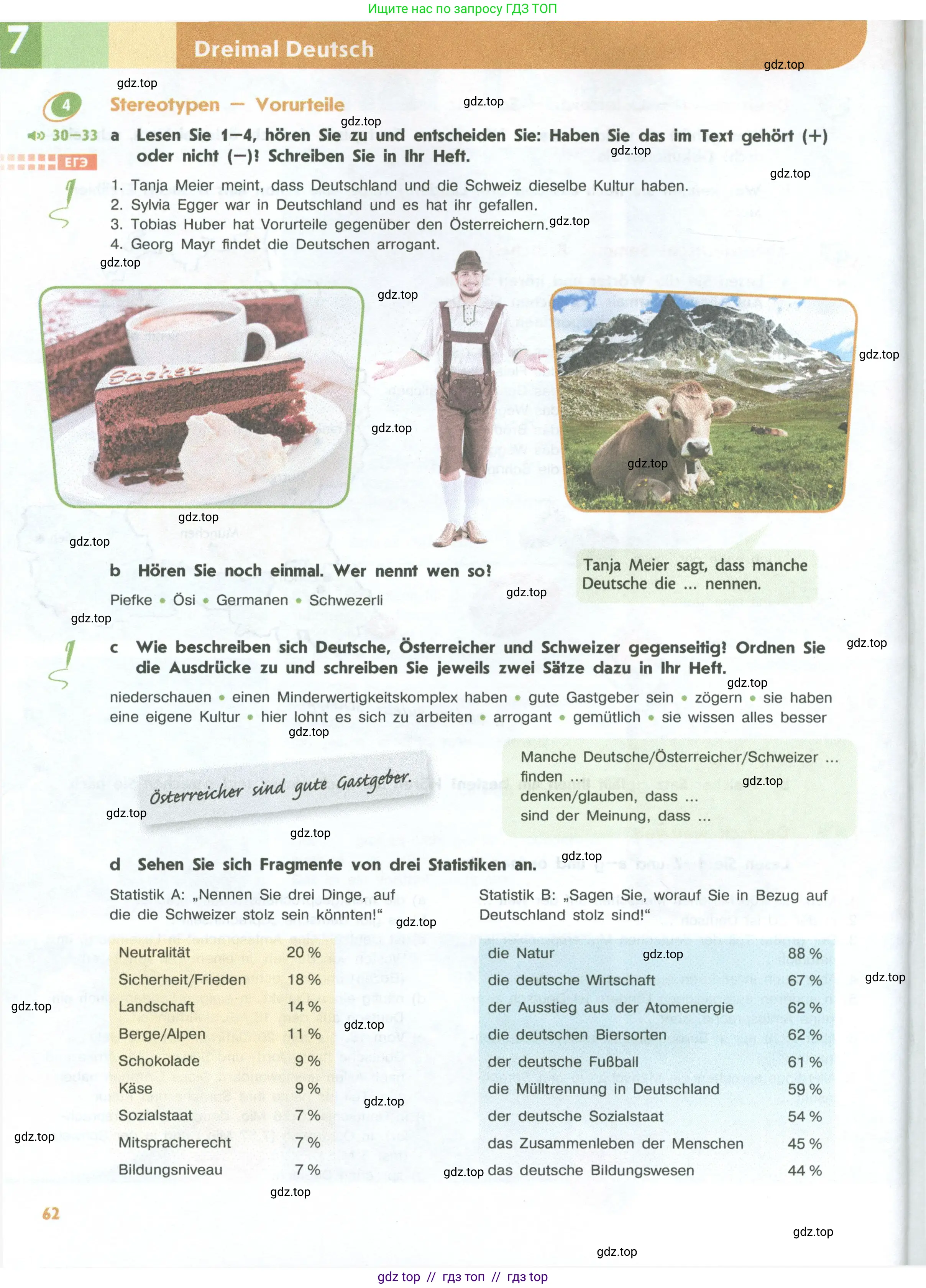 Немецкий язык (Deutsch), 10 класс учебник (lehrbuch), авторы: Аверин Михаил Михайлович (Awerin М), Бажанов Александр Евгеньевич, Фурманова София Львовна, Джин Фридерике (Jin Friederike), Рорман Лутц (Rohrmann Lutz), Михалак Магдалена (Michalak Magdalena), Фосс Уте (Voß Ute), издательство Просвещение, Москва, 2019, страница 62