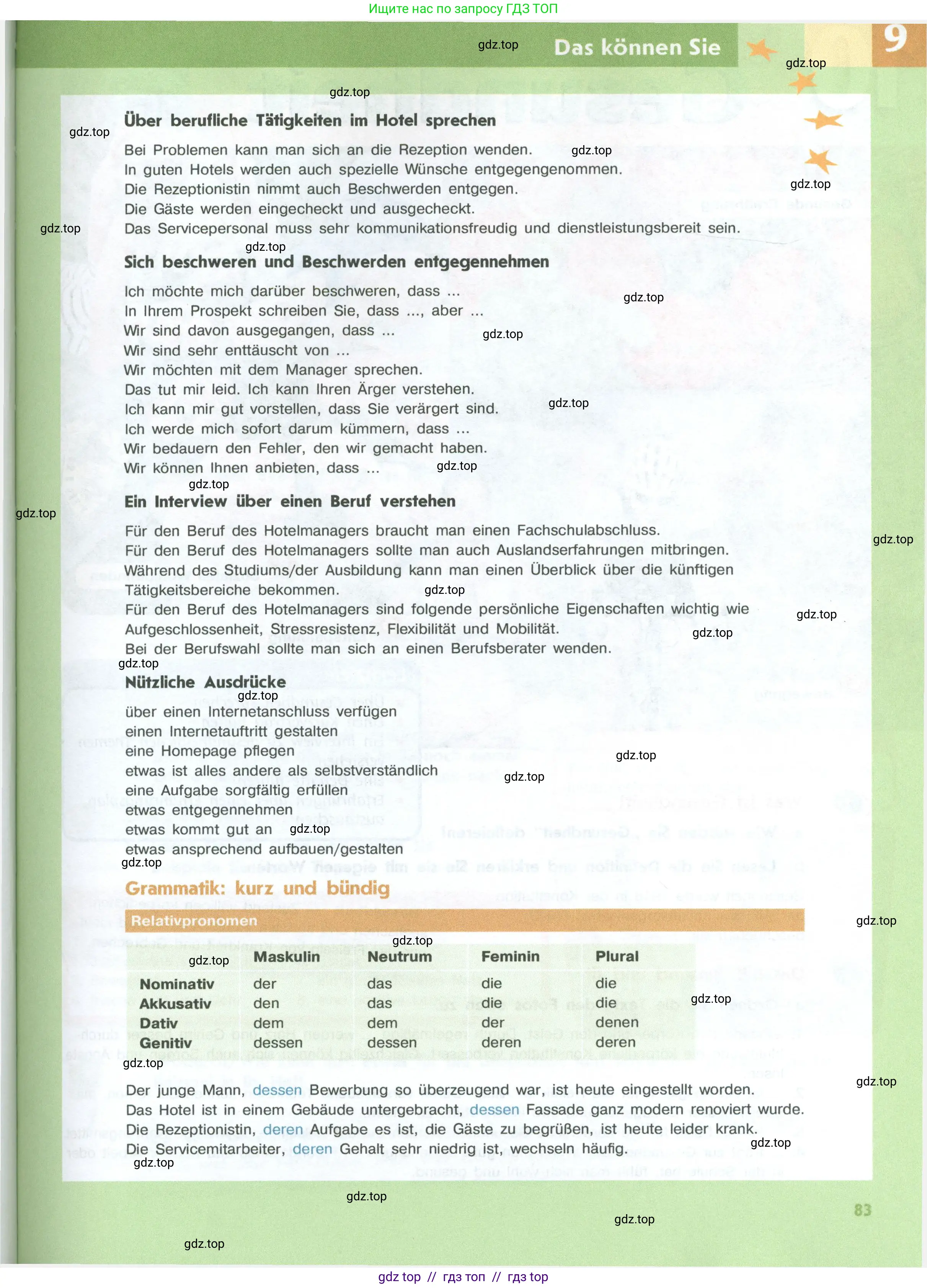 Немецкий язык (Deutsch), 10 класс учебник (lehrbuch), авторы: Аверин Михаил Михайлович (Awerin М), Бажанов Александр Евгеньевич, Фурманова София Львовна, Джин Фридерике (Jin Friederike), Рорман Лутц (Rohrmann Lutz), Михалак Магдалена (Michalak Magdalena), Фосс Уте (Voß Ute), издательство Просвещение, Москва, 2019, страница 83