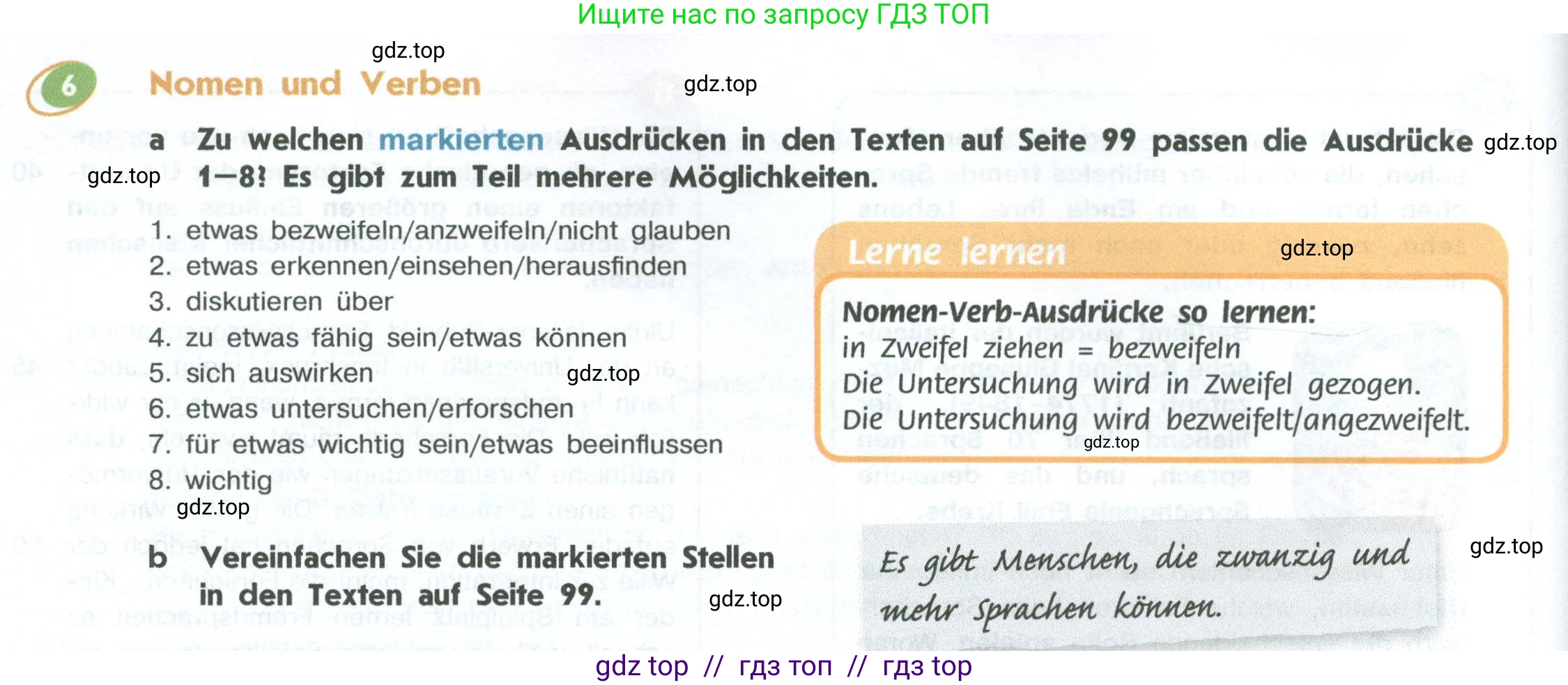 Немецкий язык (Deutsch), 10 класс учебник (lehrbuch), авторы: Аверин Михаил Михайлович (Awerin М), Бажанов Александр Евгеньевич, Фурманова София Львовна, Джин Фридерике (Jin Friederike), Рорман Лутц (Rohrmann Lutz), Михалак Магдалена (Michalak Magdalena), Фосс Уте (Voß Ute), издательство Просвещение, Москва, 2019, страница 100, номер 6, Условие