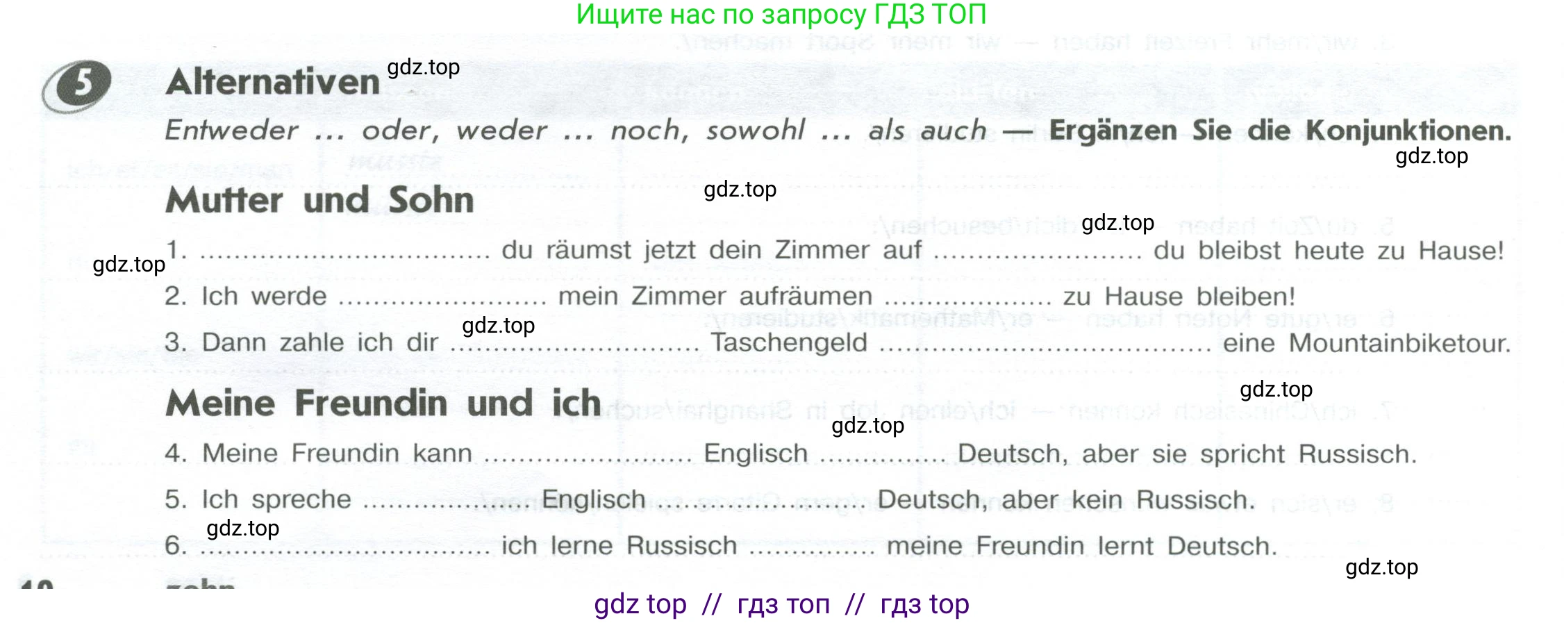 Немецкий язык (Deutsch), 10 класс рабочая тетрадь (arbeitsbuch), авторы: Бажанов Александр Евгеньевич, Фурманова София Львовна, Джин Фридерике (Jin Friederike), Рорман Лутц (Rohrmann Lutz), Михалак Магдалена (Michalak Magdalena), Фосс Уте (Voß Ute), издательство Просвещение, Москва, 2019, страница 10, номер 5, Условие