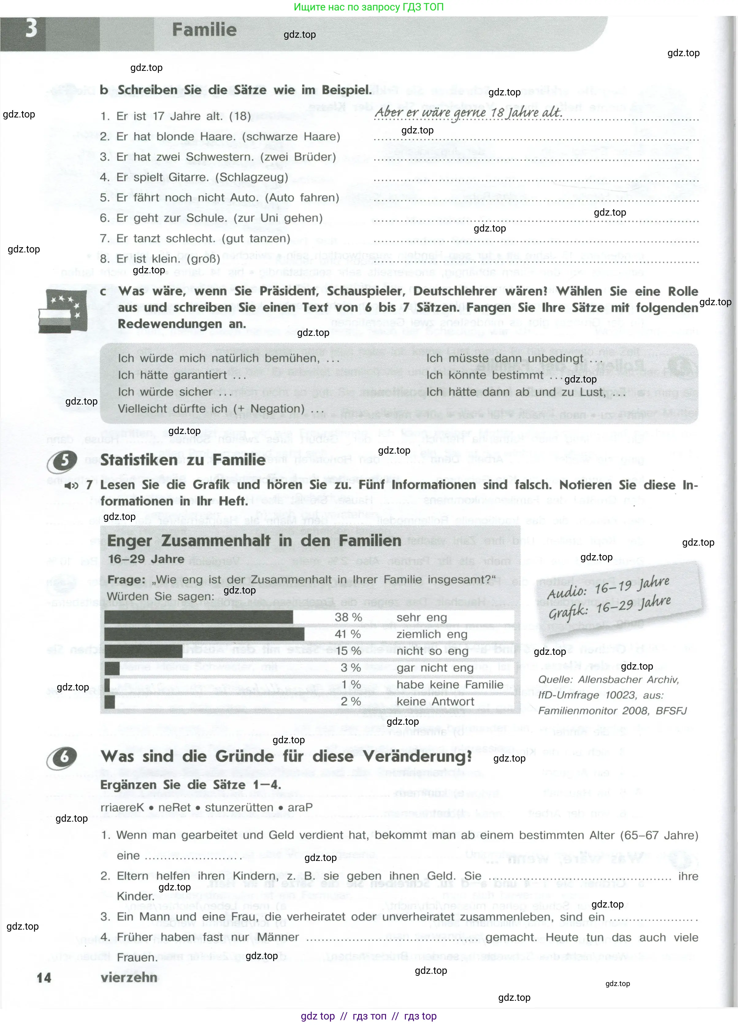 Немецкий язык (Deutsch), 10 класс рабочая тетрадь (arbeitsbuch), авторы: Бажанов Александр Евгеньевич, Фурманова София Львовна, Джин Фридерике (Jin Friederike), Рорман Лутц (Rohrmann Lutz), Михалак Магдалена (Michalak Magdalena), Фосс Уте (Voß Ute), издательство Просвещение, Москва, 2019, страница 14