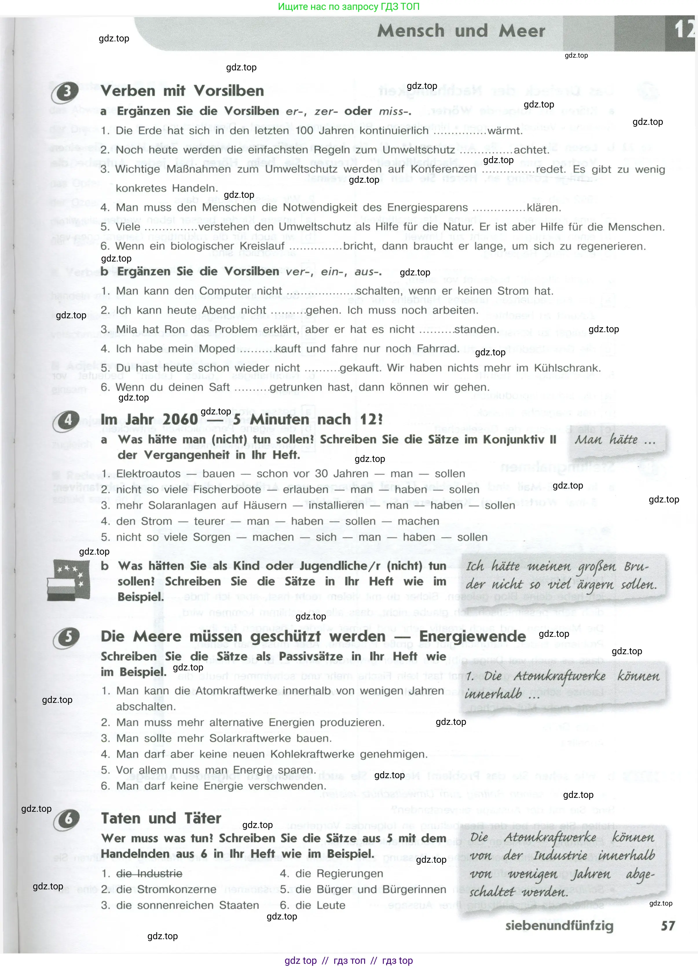 Немецкий язык (Deutsch), 10 класс рабочая тетрадь (arbeitsbuch), авторы: Бажанов Александр Евгеньевич, Фурманова София Львовна, Джин Фридерике (Jin Friederike), Рорман Лутц (Rohrmann Lutz), Михалак Магдалена (Michalak Magdalena), Фосс Уте (Voß Ute), издательство Просвещение, Москва, 2019, страница 57