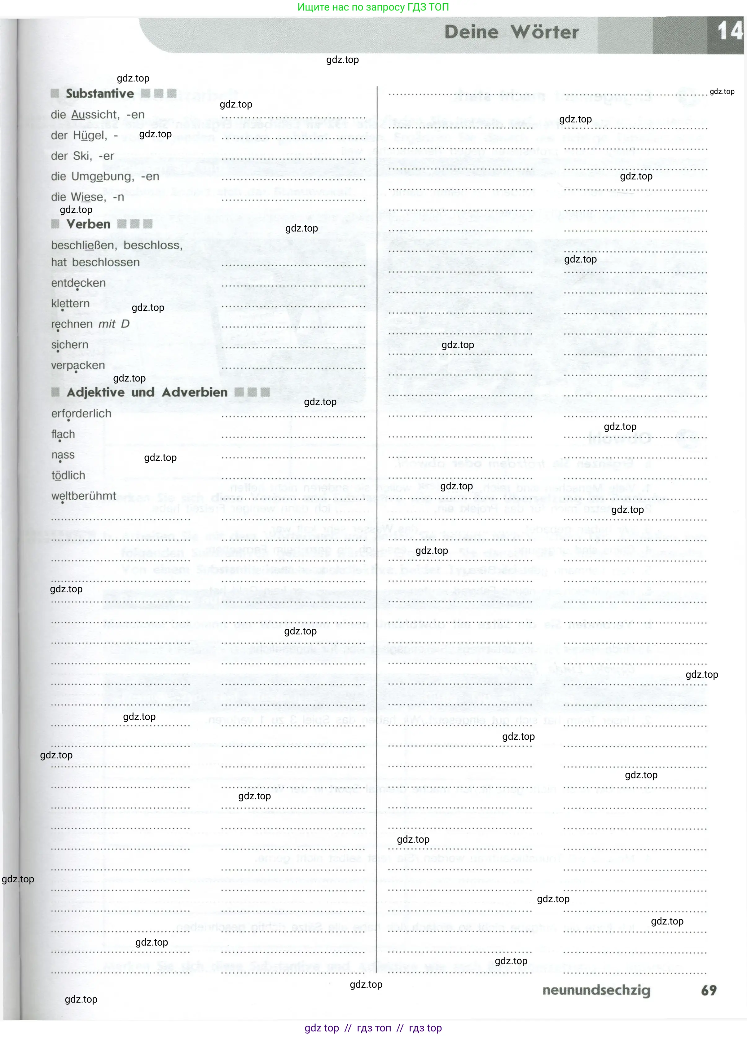 Немецкий язык (Deutsch), 10 класс рабочая тетрадь (arbeitsbuch), авторы: Бажанов Александр Евгеньевич, Фурманова София Львовна, Джин Фридерике (Jin Friederike), Рорман Лутц (Rohrmann Lutz), Михалак Магдалена (Michalak Magdalena), Фосс Уте (Voß Ute), издательство Просвещение, Москва, 2019, страница 69