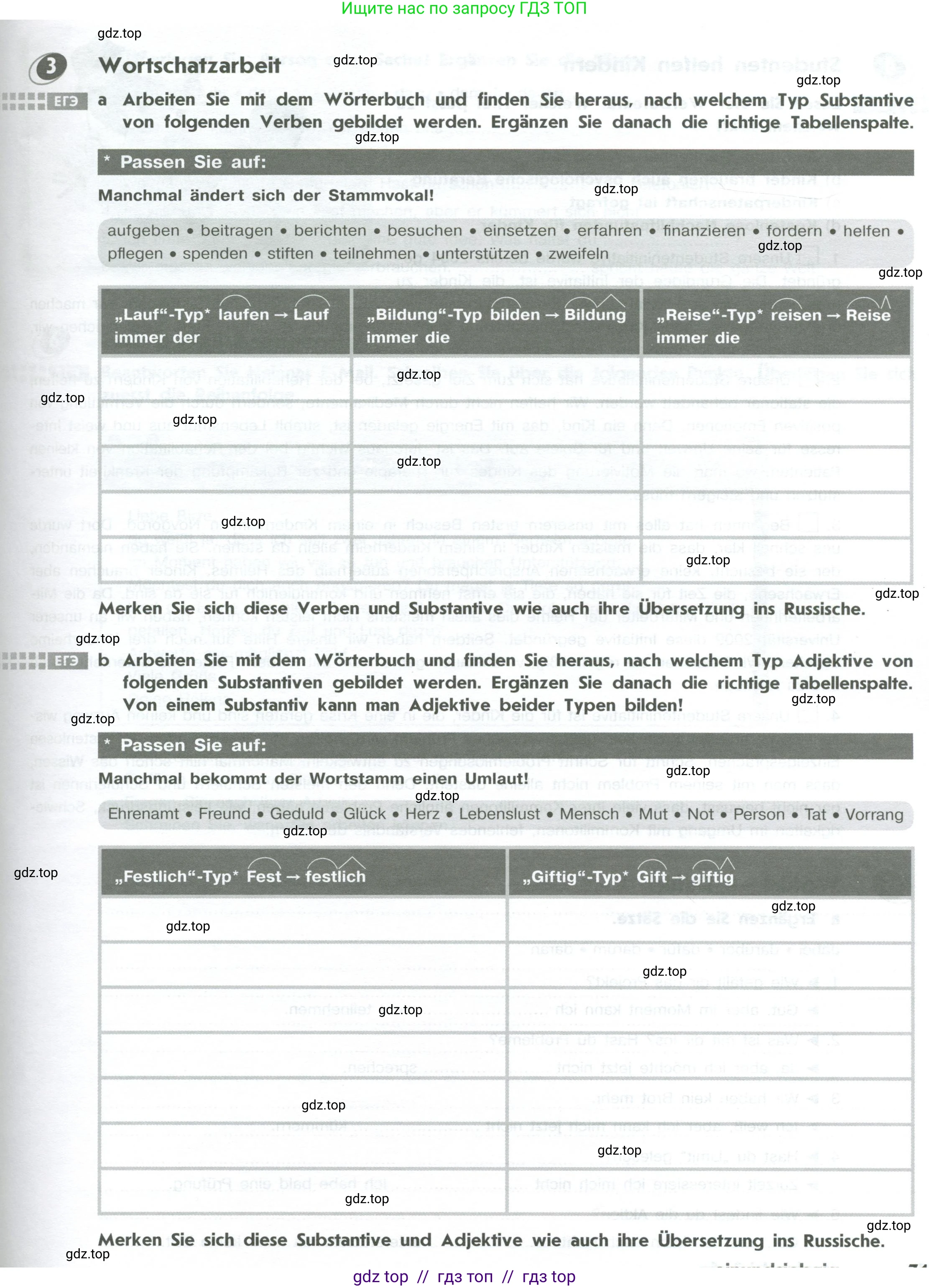 Немецкий язык (Deutsch), 10 класс рабочая тетрадь (arbeitsbuch), авторы: Бажанов Александр Евгеньевич, Фурманова София Львовна, Джин Фридерике (Jin Friederike), Рорман Лутц (Rohrmann Lutz), Михалак Магдалена (Michalak Magdalena), Фосс Уте (Voß Ute), издательство Просвещение, Москва, 2019, страница 71, номер 3, Условие