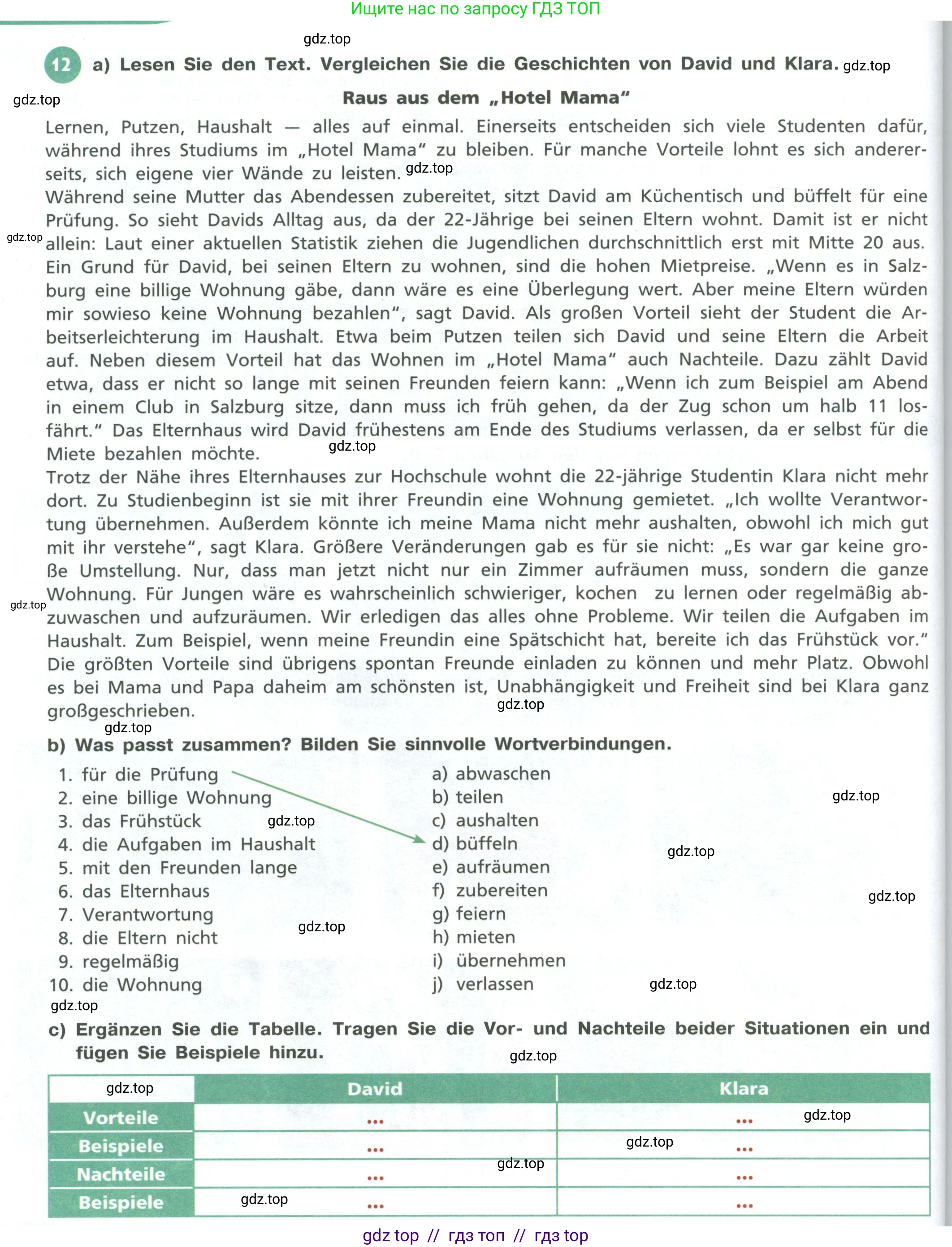 Немецкий язык (Deutsch), 11 класс учебник (lehrbuch), авторы: Бим Инесса Львовна (Bim I), Лытаева Мария Александровна (Lytajewa M), издательство Просвещение, Москва, страница 70, номер 12, Условие