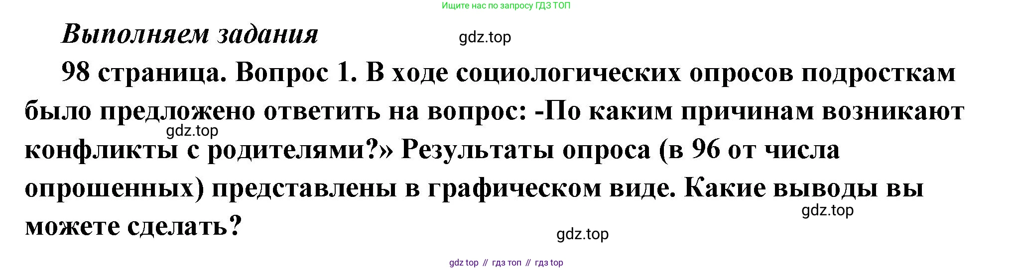 ГДЗ Обществознание, 6 класс Учебник, авторы: Боголюбов Леонид Наумович, Рутковская Елена Лазаревна, Иванова Людмила Фроловна, Виноградова Наталья Федоровна, Городецкая Наталия Ивановна, Лазебникова Анна Юрьевна, Лискова Татьяна Евгеньевна, Лобанов Илья Анатольевич, Французова Ольга Александровна, издательство Просвещение, Москва, 2023, оранжевого цвета, страница 98, номер 1, Решение (краткий ответ)