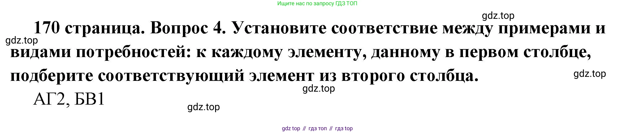 ГДЗ Обществознание, 6 класс Учебник, авторы: Боголюбов Леонид Наумович, Рутковская Елена Лазаревна, Иванова Людмила Фроловна, Виноградова Наталья Федоровна, Городецкая Наталия Ивановна, Лазебникова Анна Юрьевна, Лискова Татьяна Евгеньевна, Лобанов Илья Анатольевич, Французова Ольга Александровна, издательство Просвещение, Москва, 2023, оранжевого цвета, страница 170, номер 4, Решение (краткий ответ)