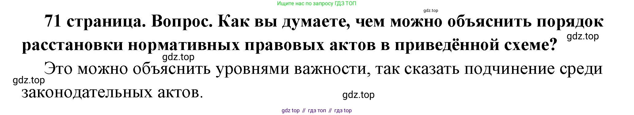 ГДЗ Обществознание, 7 класс Учебник, авторы: Боголюбов Леонид Наумович, Лазебникова Анна Юрьевна, Половникова Анастасия Владимировна, Жильцова Евгения Ивановна, Иванова Людмила Фроловна, Рутковская Елена Лазаревна, Матвеев Александр Измайлович, Французова Ольга Александровна, Лобанов Илья Анатольевич, издательство Просвещение, Москва, 2023, страница 71, номер 1, Решение (краткий овет)