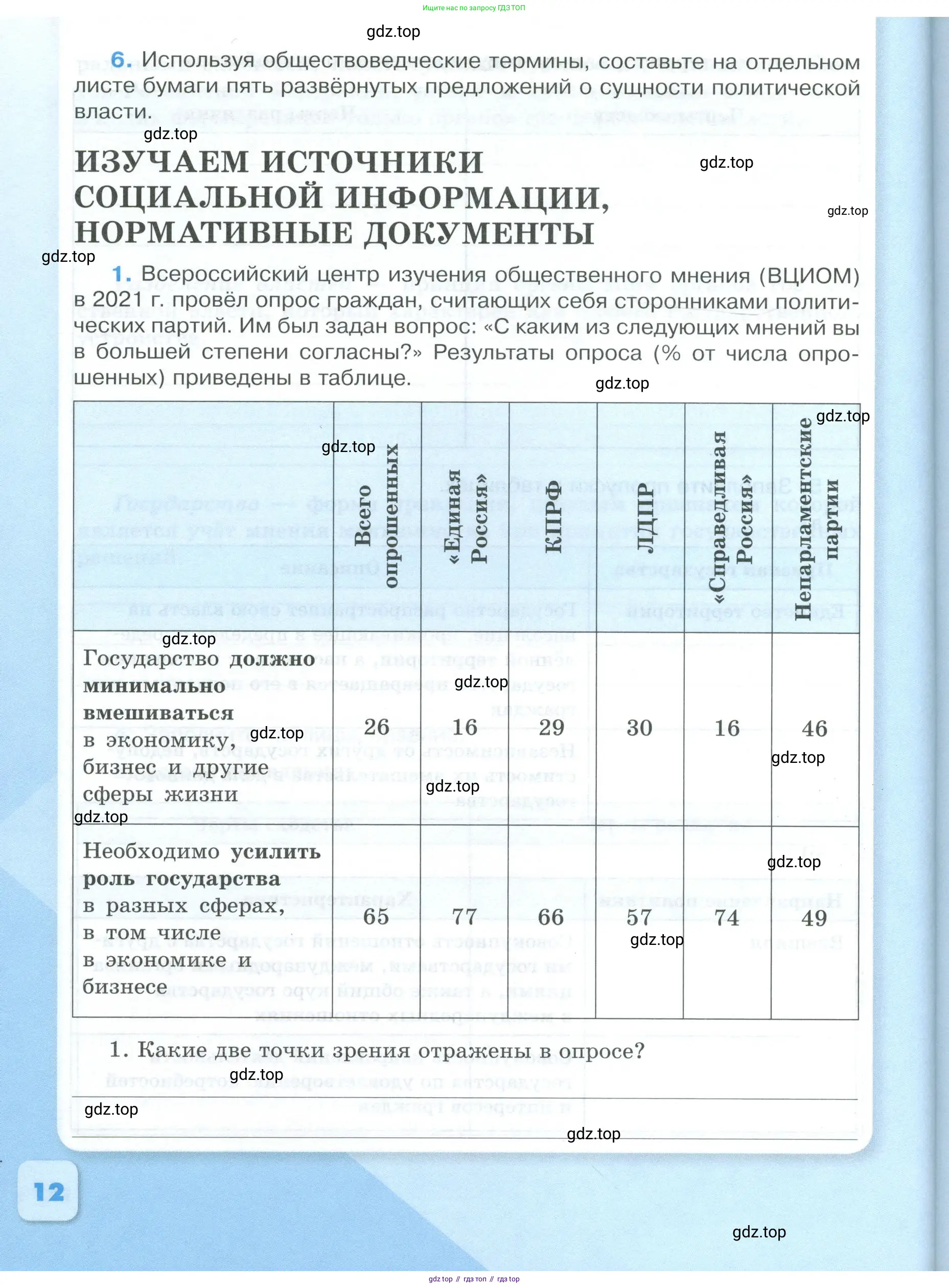 Обществознание, 9 класс рабочая тетрадь, авторы: Лазебникова Анна Юрьевна, Лобанов Илья Анатольевич, издательство Просвещение, Москва, 2024, страница 12