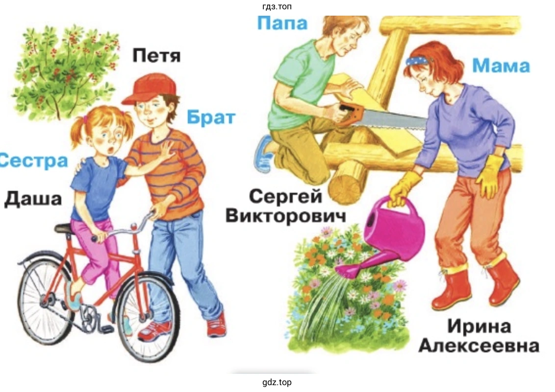 Расскажите по рисункам о событиях в семьях Даши и Алёши