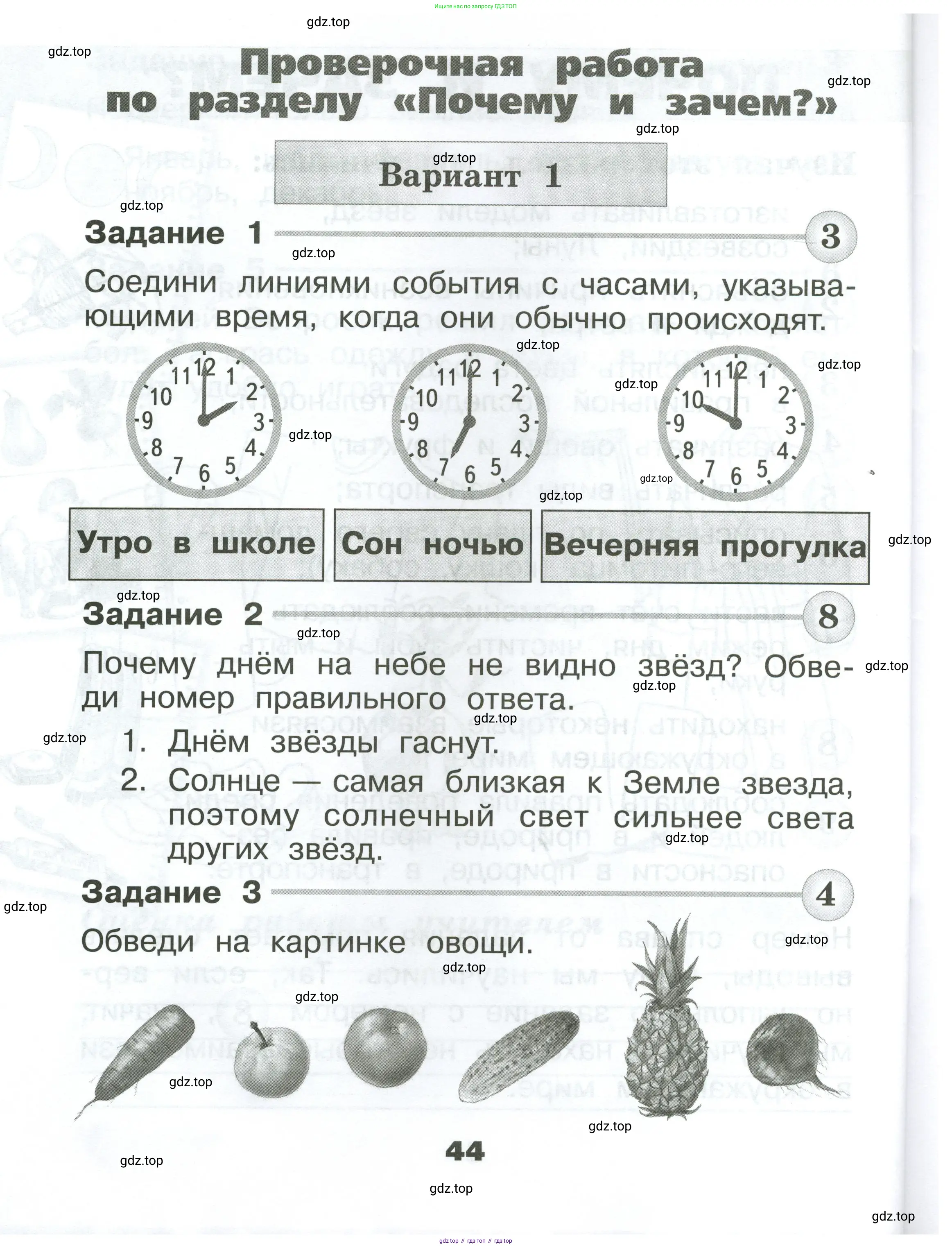 Окружающий мир, 1 класс Проверочные работы, авторы: Плешаков Андрей Анатольевич, Плешаков С А, издательство Просвещение, Москва, 2023, белого цвета, страница 44