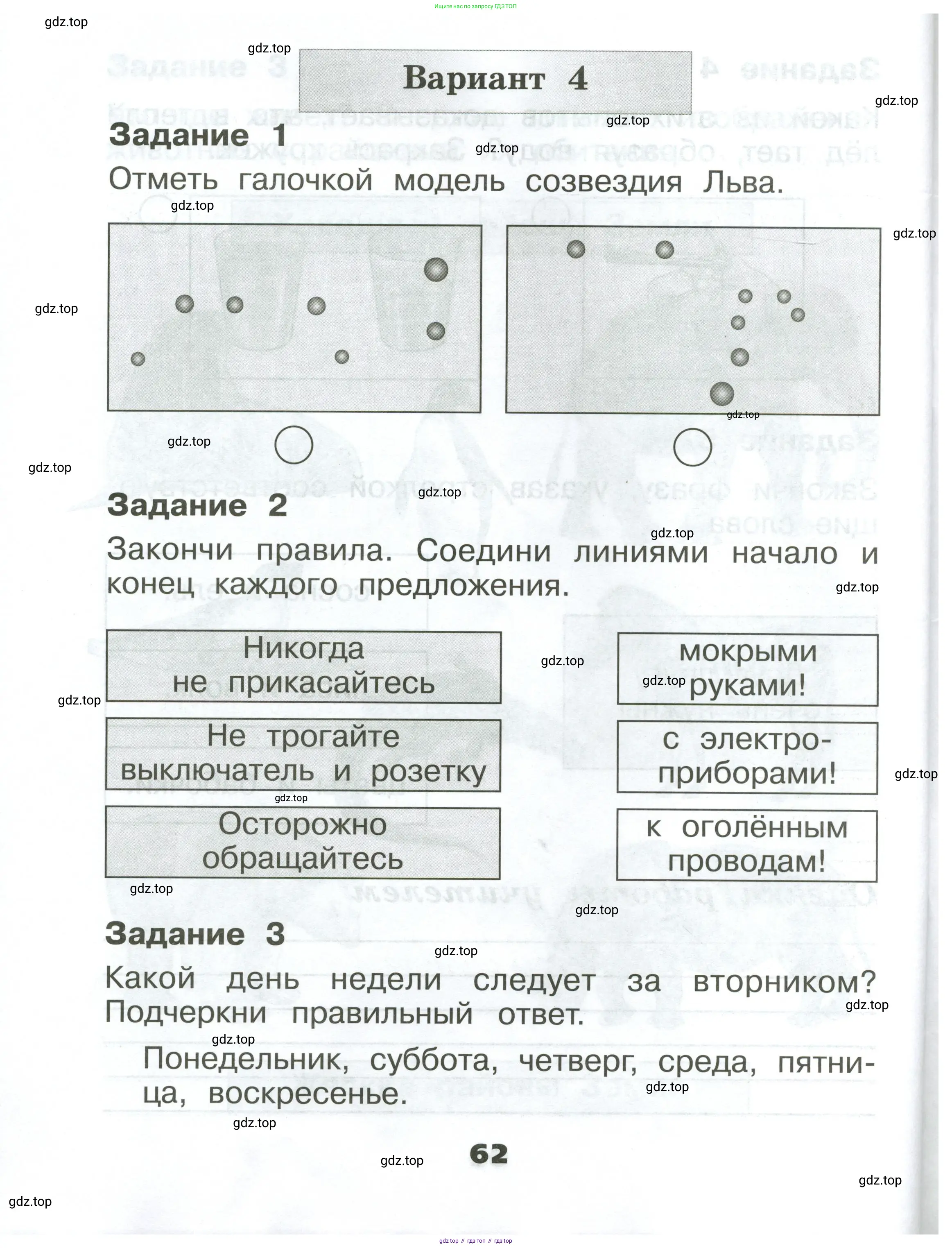 Окружающий мир, 1 класс Проверочные работы, авторы: Плешаков Андрей Анатольевич, Плешаков С А, издательство Просвещение, Москва, 2023, белого цвета, страница 62