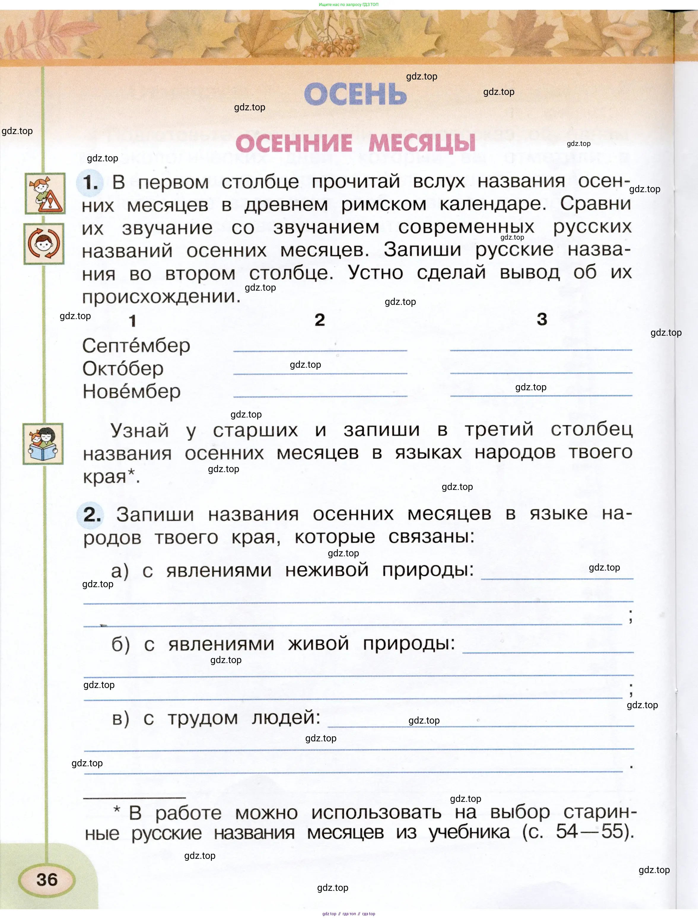 Окружающий мир, 2 класс рабочая тетрадь, авторы: Плешаков Андрей Анатольевич, Новицкая Марина Юрьевна, издательство Просвещение, Москва, 2019, белого цвета, Часть 1, страница 36