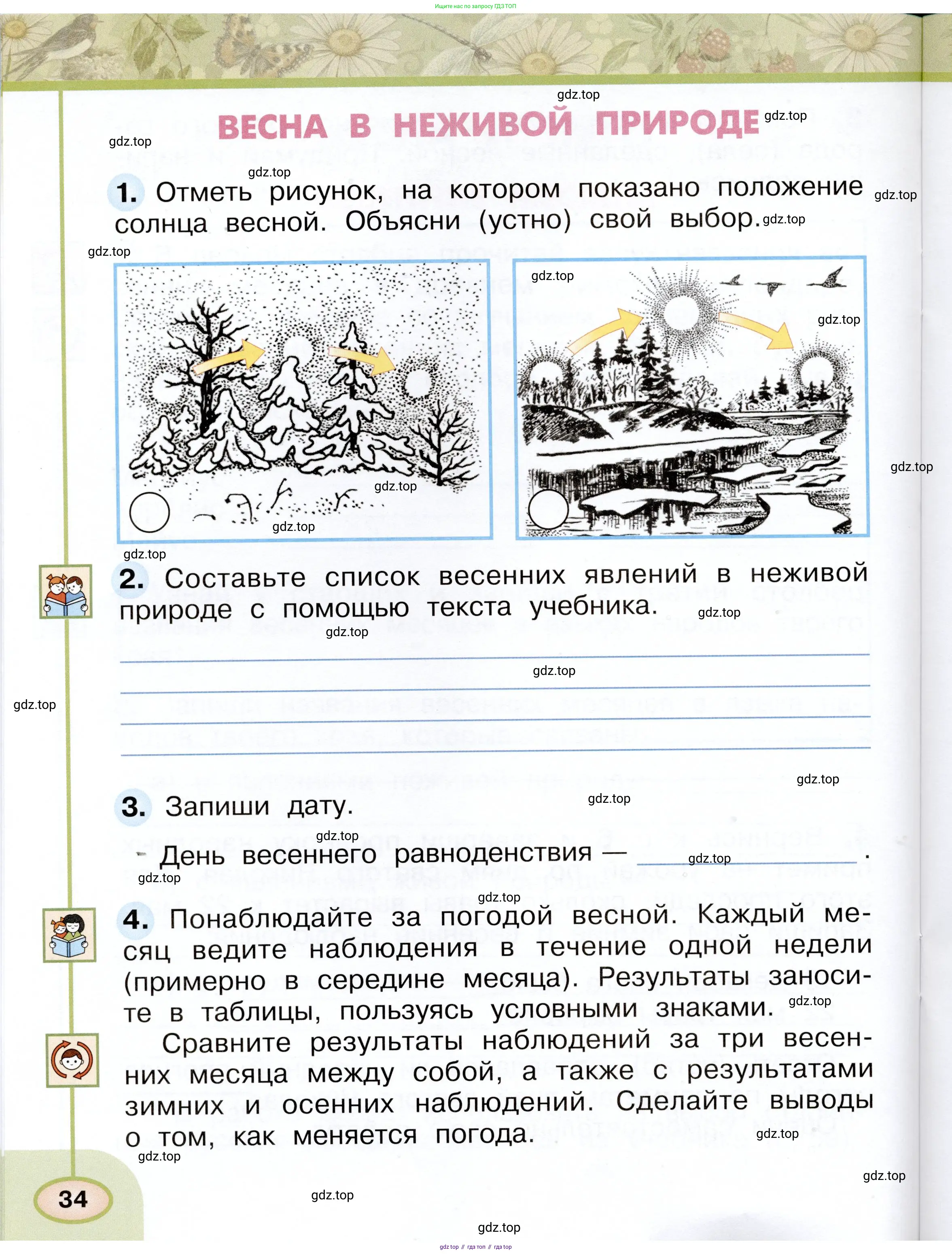 Окружающий мир, 2 класс рабочая тетрадь, авторы: Плешаков Андрей Анатольевич, Новицкая Марина Юрьевна, издательство Просвещение, Москва, 2019, белого цвета, Часть 1, страница 34
