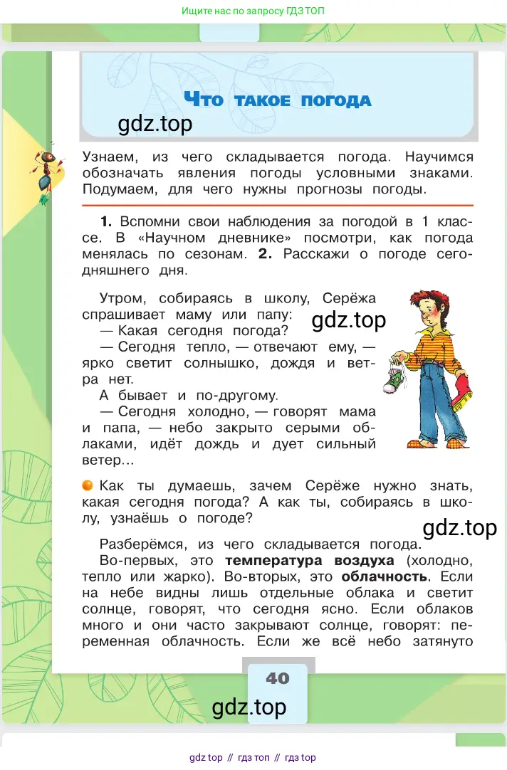Окружающий мир, 2 класс Учебник, автор: Плешаков Андрей Анатольевич, издательство Просвещение, Москва, 2023, белого цвета, Часть 1, страница 40
