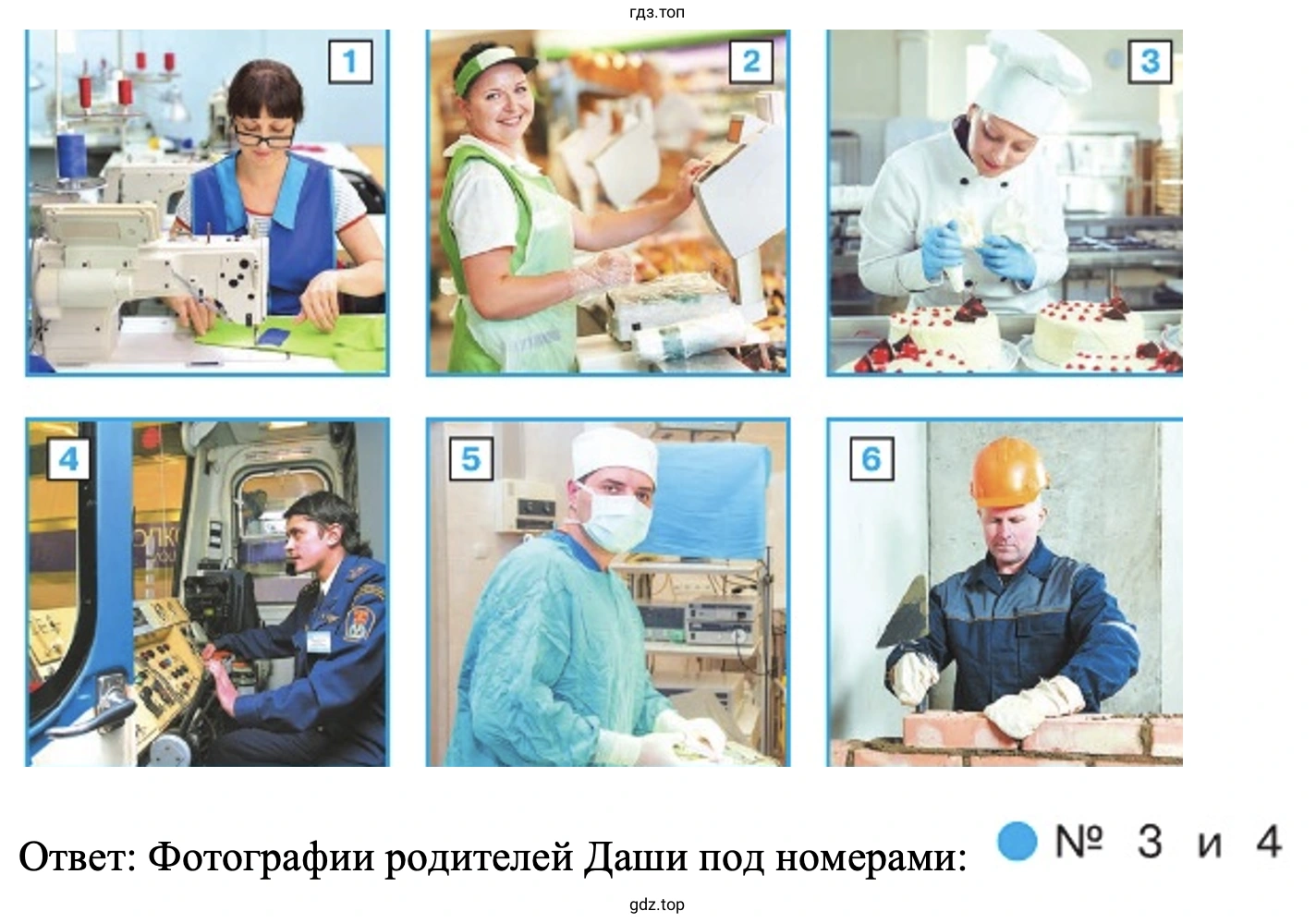 Ответ: Фотографии родителей Даши под номерами: №З и 4