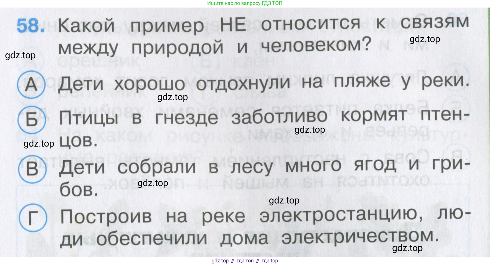 ГДЗ Окружающий мир, 2 класс Тесты, авторы: Плешаков Андрей Анатольевич, Гара Наталья Николаевна, Назарова З Д, издательство Просвещение, Москва, 2015, белого цвета, страница 23, номер 58, Условие