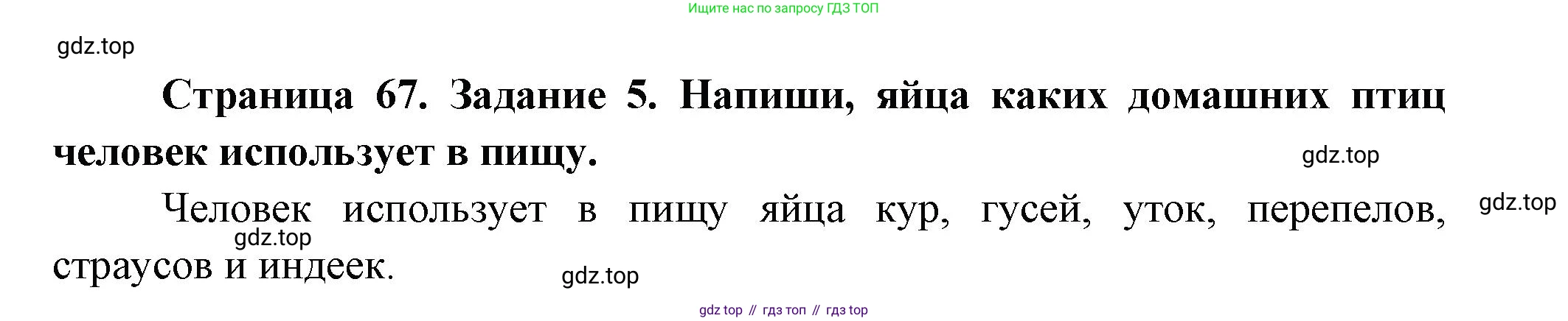 ГДЗ Окружающий мир, 2 класс рабочая тетрадь, авторы: Вахрушев Александр Александрович, Ловягин С Н, Зорин Н В, Кремлева И И, издательство Просвещение, Москва, салатового цвета, Часть 1, страница 67, номер 5, Решение