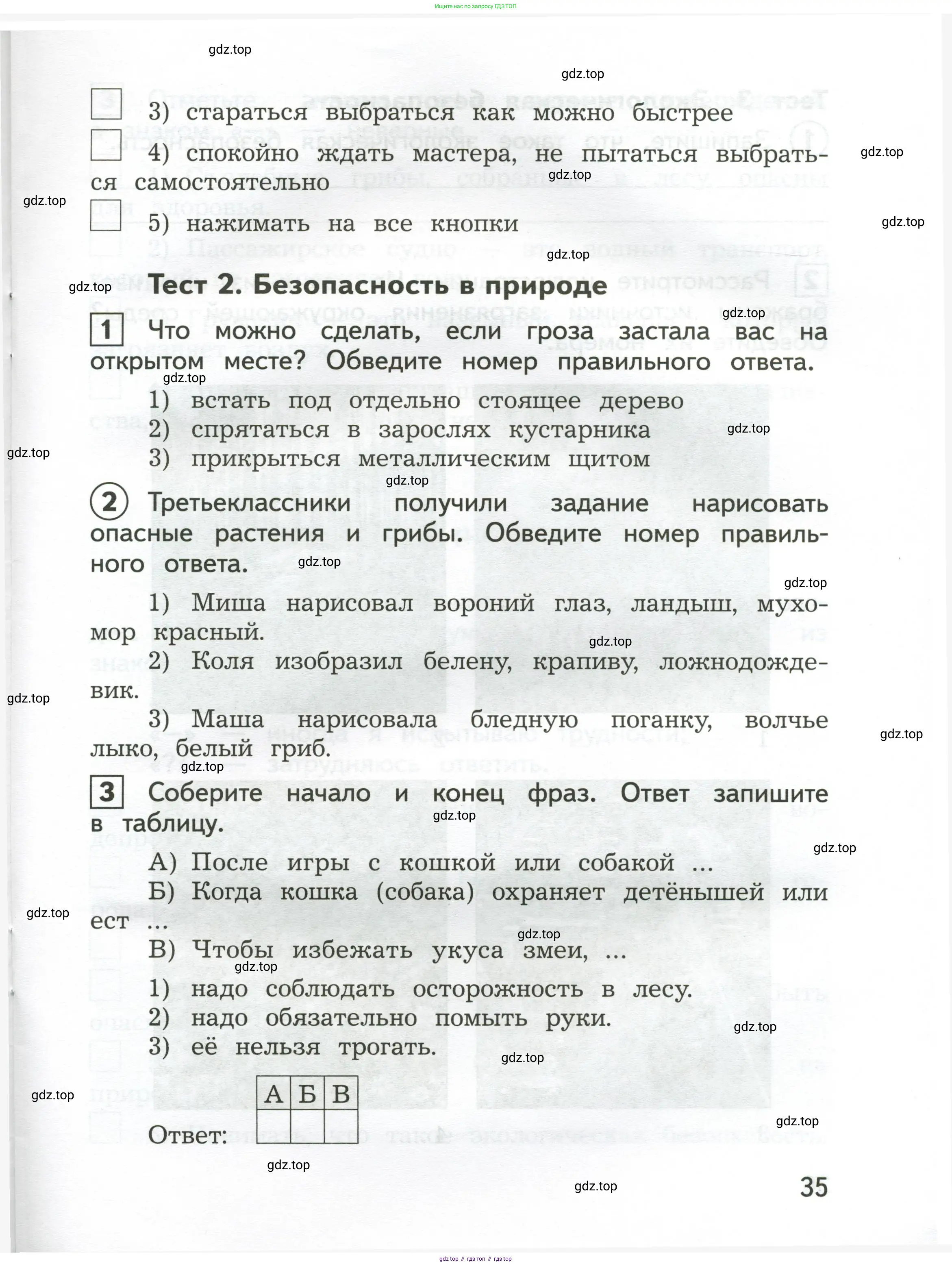 Окружающий мир, 3 класс Предварительный контроль, текущий контроль, итоговый контроль, авторы: Глаголева Юлия Игоревна, Архипова Ю И, издательство Просвещение, Москва, 2023, белого цвета, страница 35