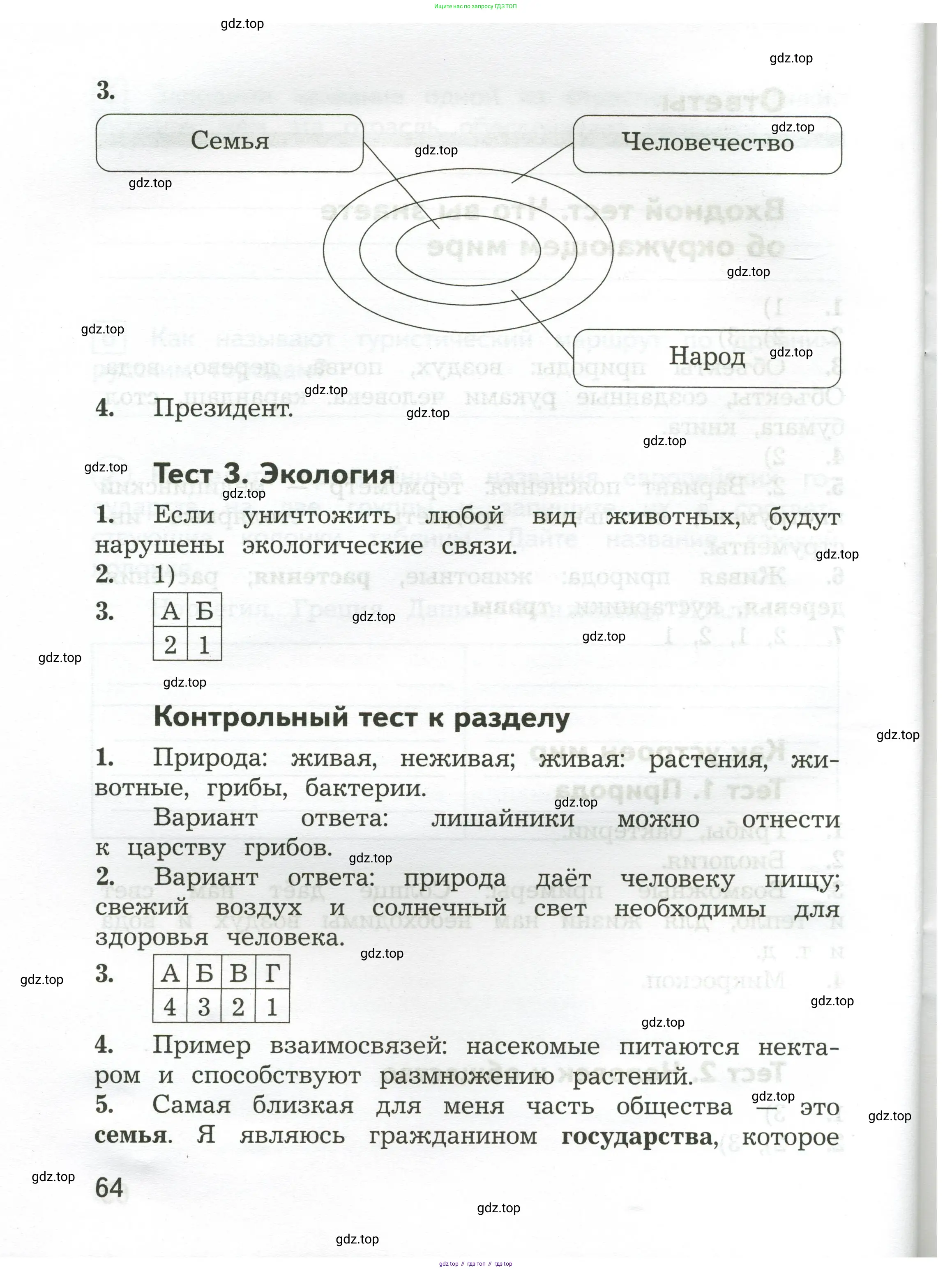Окружающий мир, 3 класс Предварительный контроль, текущий контроль, итоговый контроль, авторы: Глаголева Юлия Игоревна, Архипова Ю И, издательство Просвещение, Москва, 2023, белого цвета, страница 64