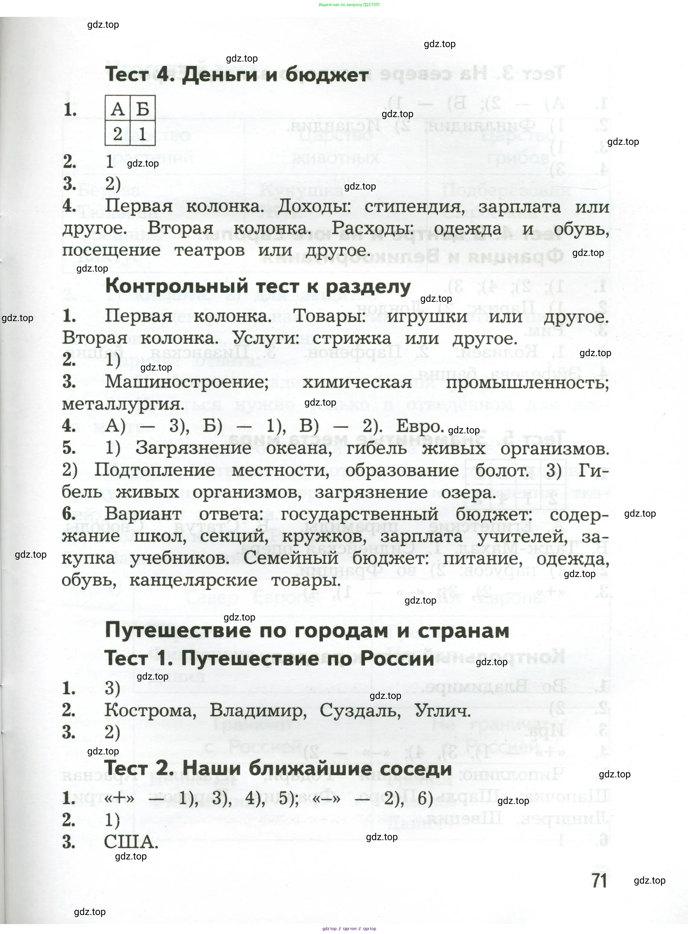 Окружающий мир, 3 класс Предварительный контроль, текущий контроль, итоговый контроль, авторы: Глаголева Юлия Игоревна, Архипова Ю И, издательство Просвещение, Москва, 2023, белого цвета, страница 71