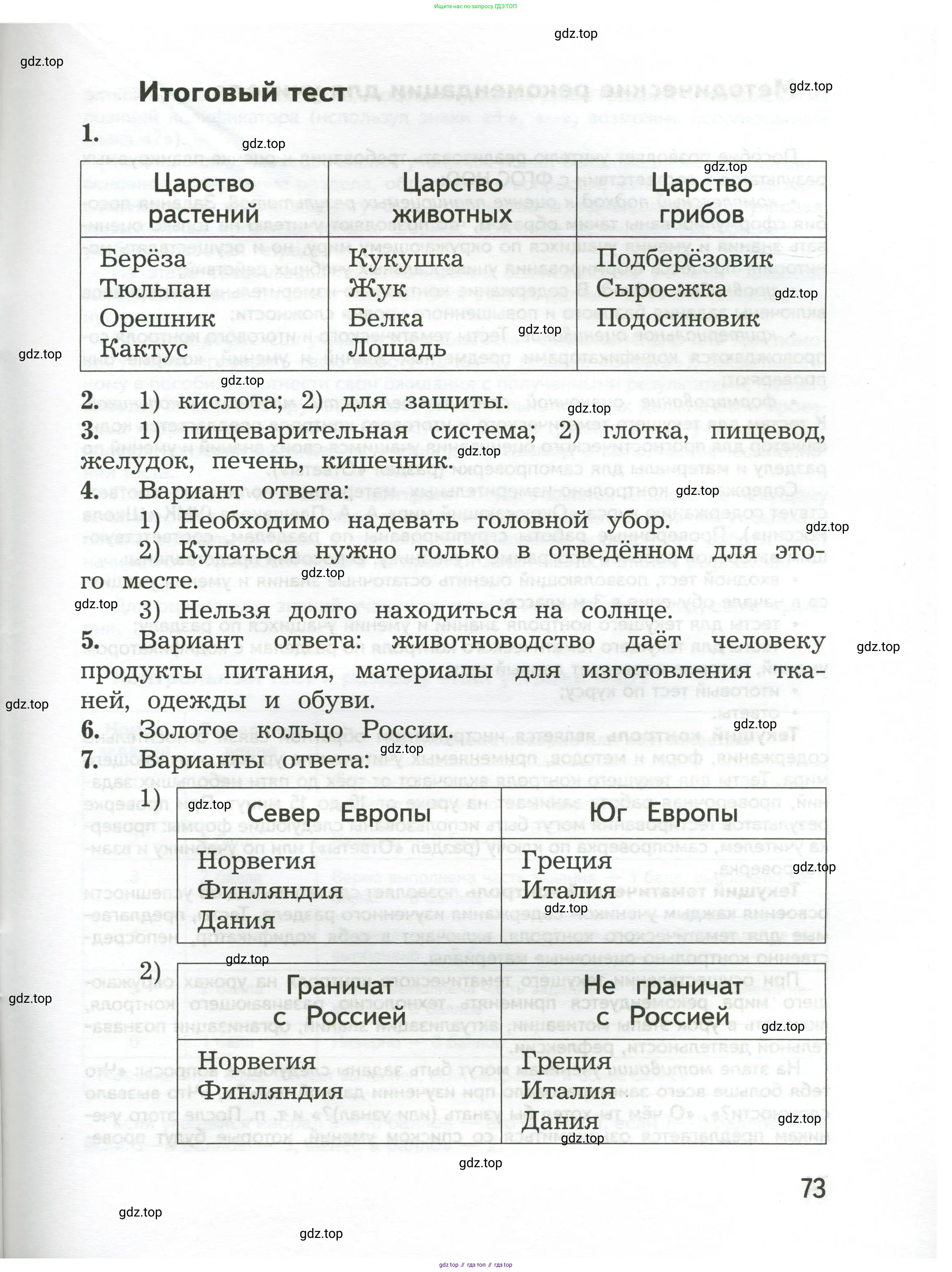 Окружающий мир, 3 класс Предварительный контроль, текущий контроль, итоговый контроль, авторы: Глаголева Юлия Игоревна, Архипова Ю И, издательство Просвещение, Москва, 2023, белого цвета, страница 73