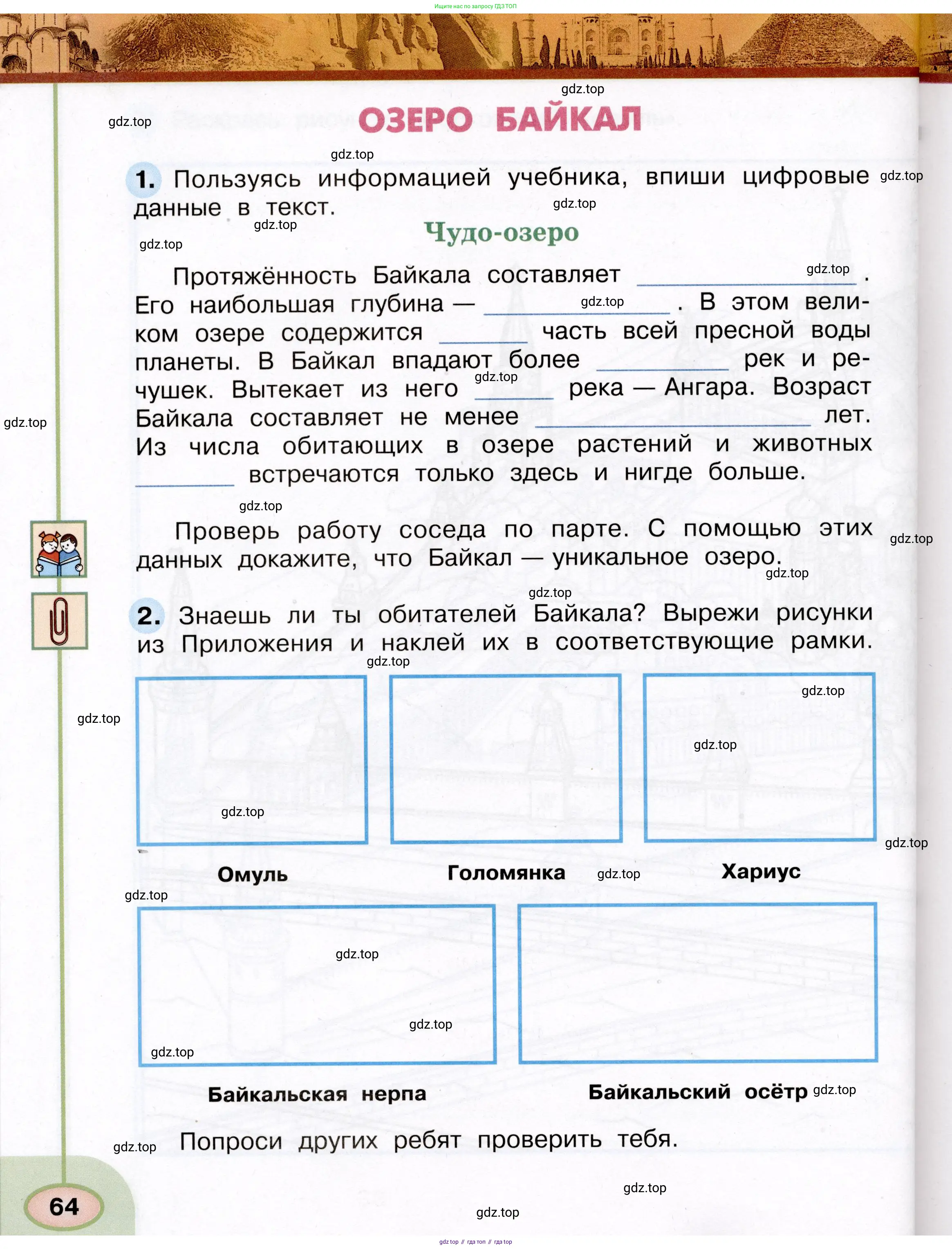Окружающий мир, 3 класс рабочая тетрадь, авторы: Плешаков Андрей Анатольевич, Новицкая Марина Юрьевна, издательство Просвещение, Москва, 2019, белого цвета, Часть 1, страница 64