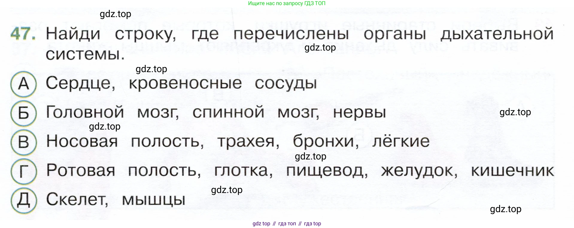 Окружающий мир, 3 класс Тесты, авторы: Плешаков Андрей Анатольевич, Новицкая Марина Юрьевна, Назарова З Д, издательство Просвещение, Москва, 2019, белого цвета, страница 52, номер 47, Условие