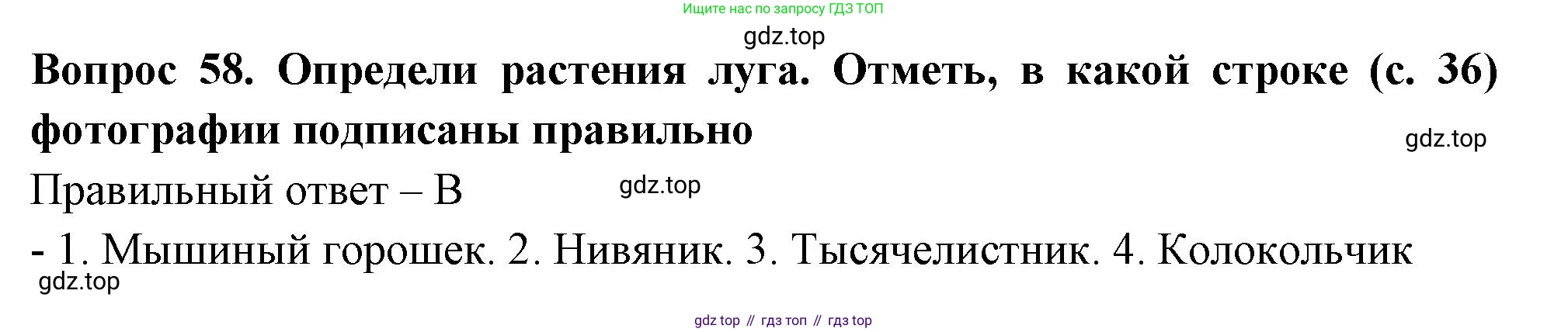 Окружающий мир, 3 класс Тесты, авторы: Плешаков Андрей Анатольевич, Новицкая Марина Юрьевна, Назарова З Д, издательство Просвещение, Москва, 2019, белого цвета, страница 35, номер 58, Решение
