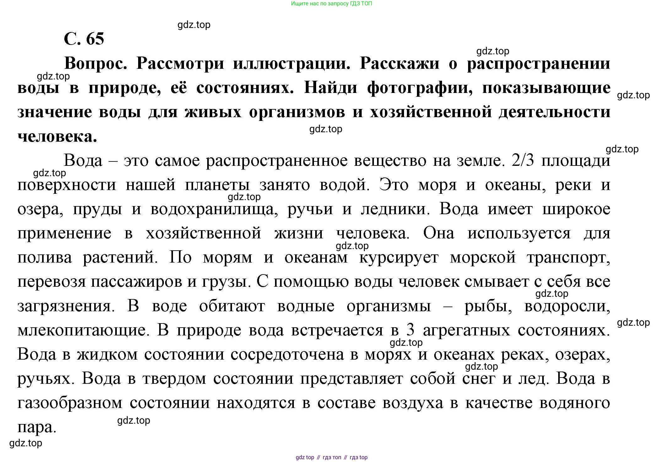 Окружающий мир, 3 класс Учебник, авторы: Плешаков Андрей Анатольевич, Новицкая Марина Юрьевна, издательство Просвещение, Москва, 2019, белого цвета, Часть 1, страница 65, Решение