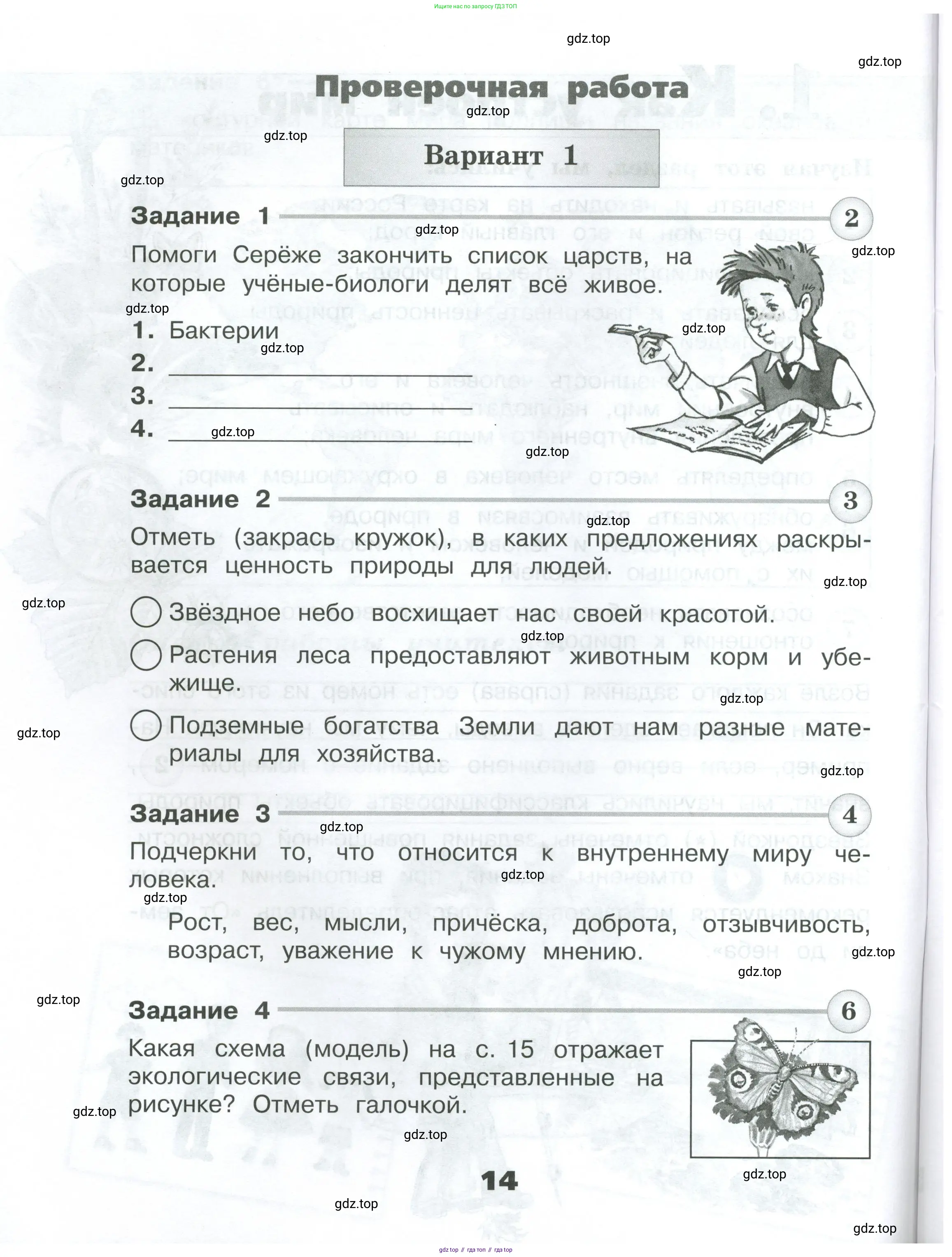 Окружающий мир, 3 класс Проверочные работы, авторы: Плешаков Андрей Анатольевич, Плешаков С А, издательство Просвещение, Москва, 2023, белого цвета, страница 14