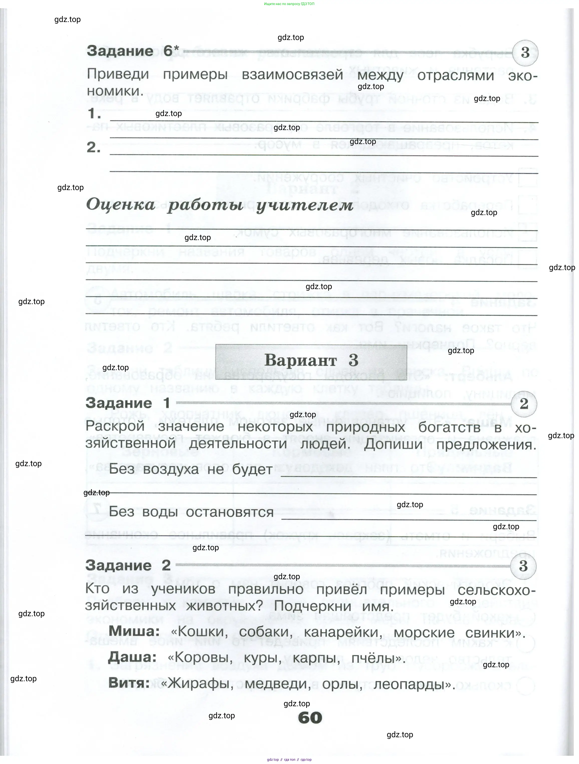 Окружающий мир, 3 класс Проверочные работы, авторы: Плешаков Андрей Анатольевич, Плешаков С А, издательство Просвещение, Москва, 2023, белого цвета, страница 60
