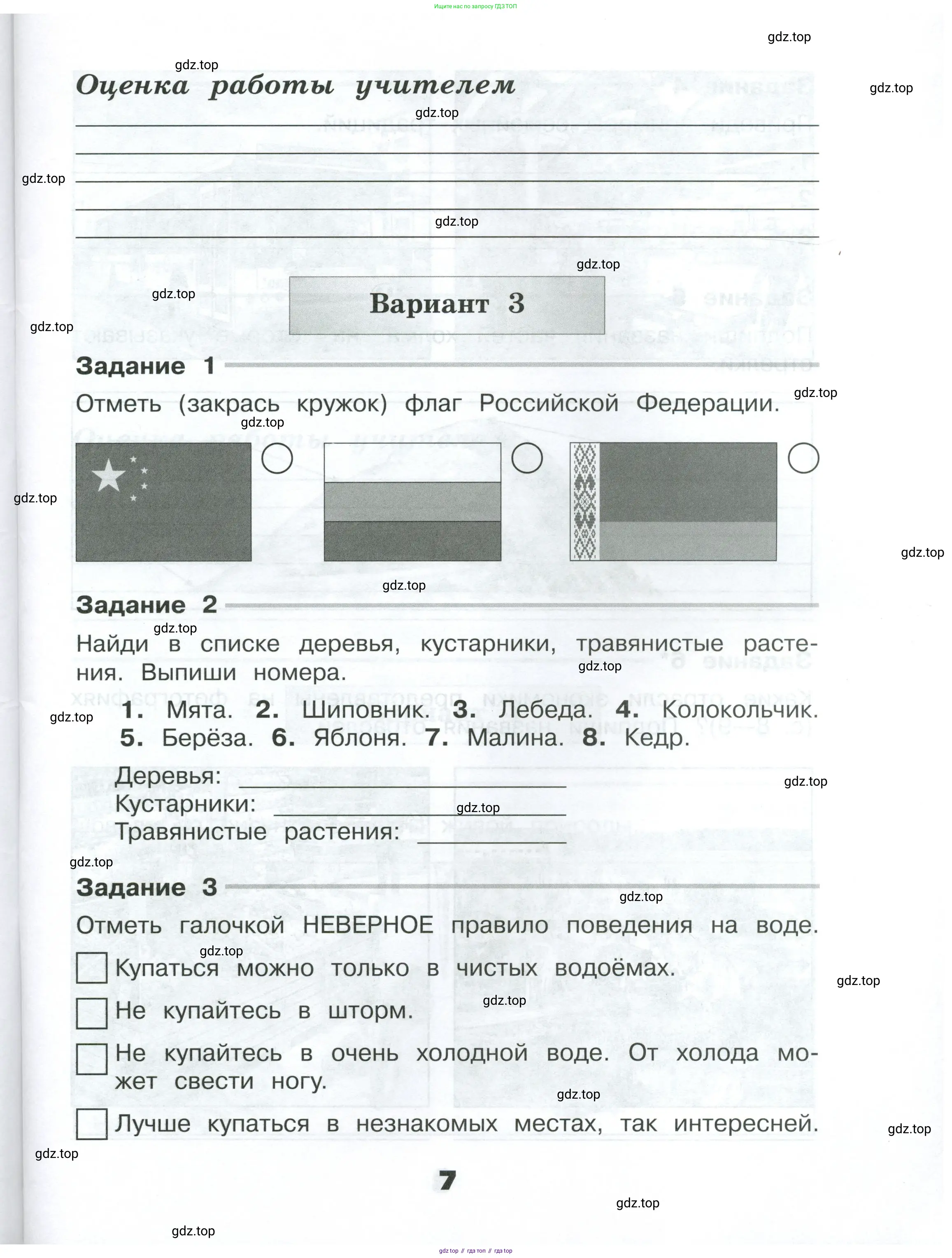 Окружающий мир, 3 класс Проверочные работы, авторы: Плешаков Андрей Анатольевич, Плешаков С А, издательство Просвещение, Москва, 2023, белого цвета, страница 7