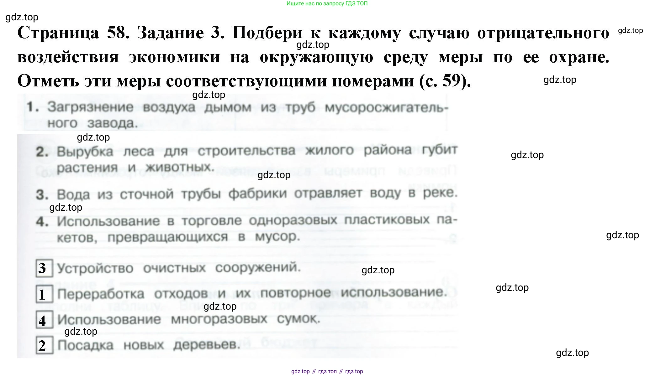 Окружающий мир, 3 класс Проверочные работы, авторы: Плешаков Андрей Анатольевич, Плешаков С А, издательство Просвещение, Москва, 2023, белого цвета, страница 58, номер 3, Решение