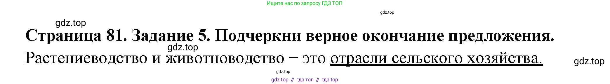 Окружающий мир, 3 класс Проверочные работы, авторы: Плешаков Андрей Анатольевич, Плешаков С А, издательство Просвещение, Москва, 2023, белого цвета, страница 81, номер 5, Решение