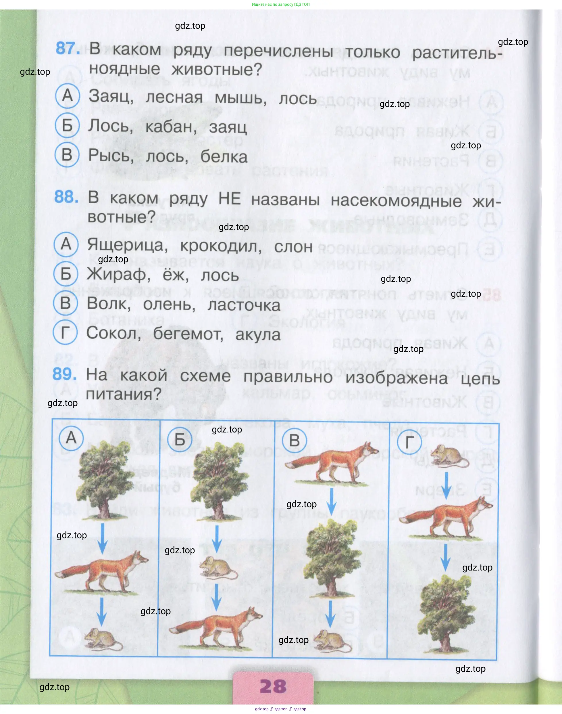 Окружающий мир, 3 класс Тесты, авторы: Плешаков Андрей Анатольевич, Гара Наталья Николаевна, Назарова З Д, издательство Просвещение, Москва, 2014, белого цвета, страница 28