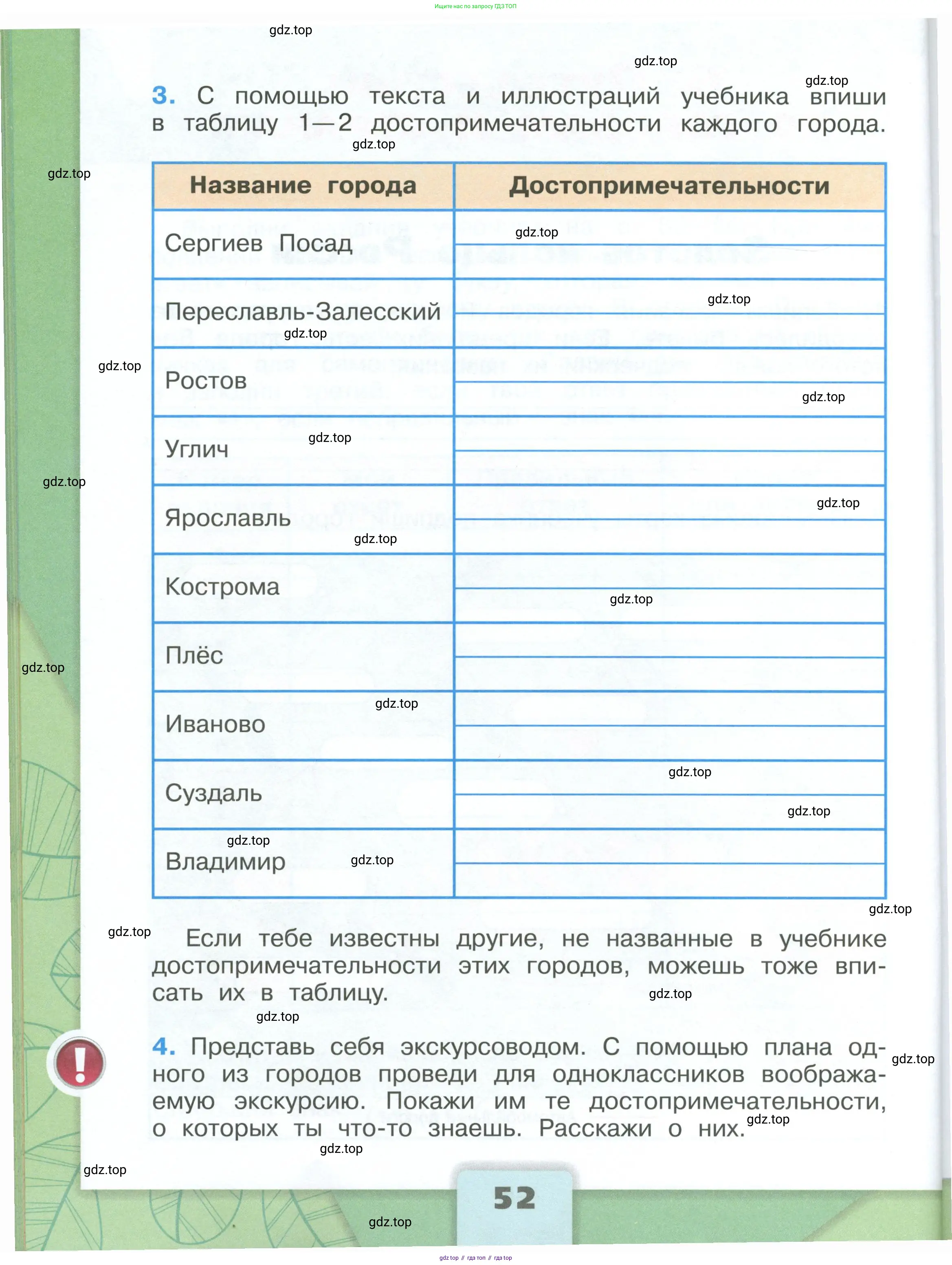 Окружающий мир, 3 класс рабочая тетрадь, автор: Плешаков Андрей Анатольевич, издательство Просвещение, Москва, 2023, белого цвета, Часть 1, страница 52