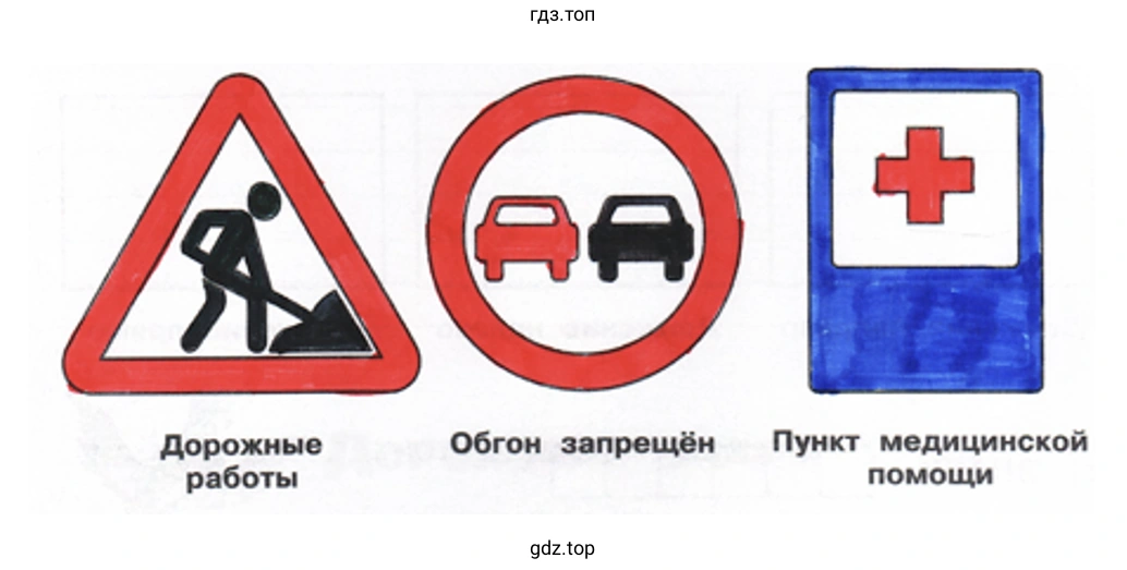 Дорожные работы Обгон запрещён Пункт медицинской помощи