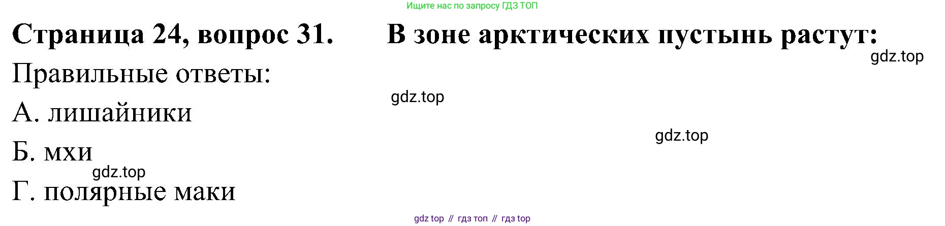 Окружающий мир, 4 класс Тесты, авторы: Плешаков Андрей Анатольевич, Новицкая Марина Юрьевна, Назарова З Д, издательство Просвещение, Москва, 2021, белого цвета, страница 24, номер 31, Решение