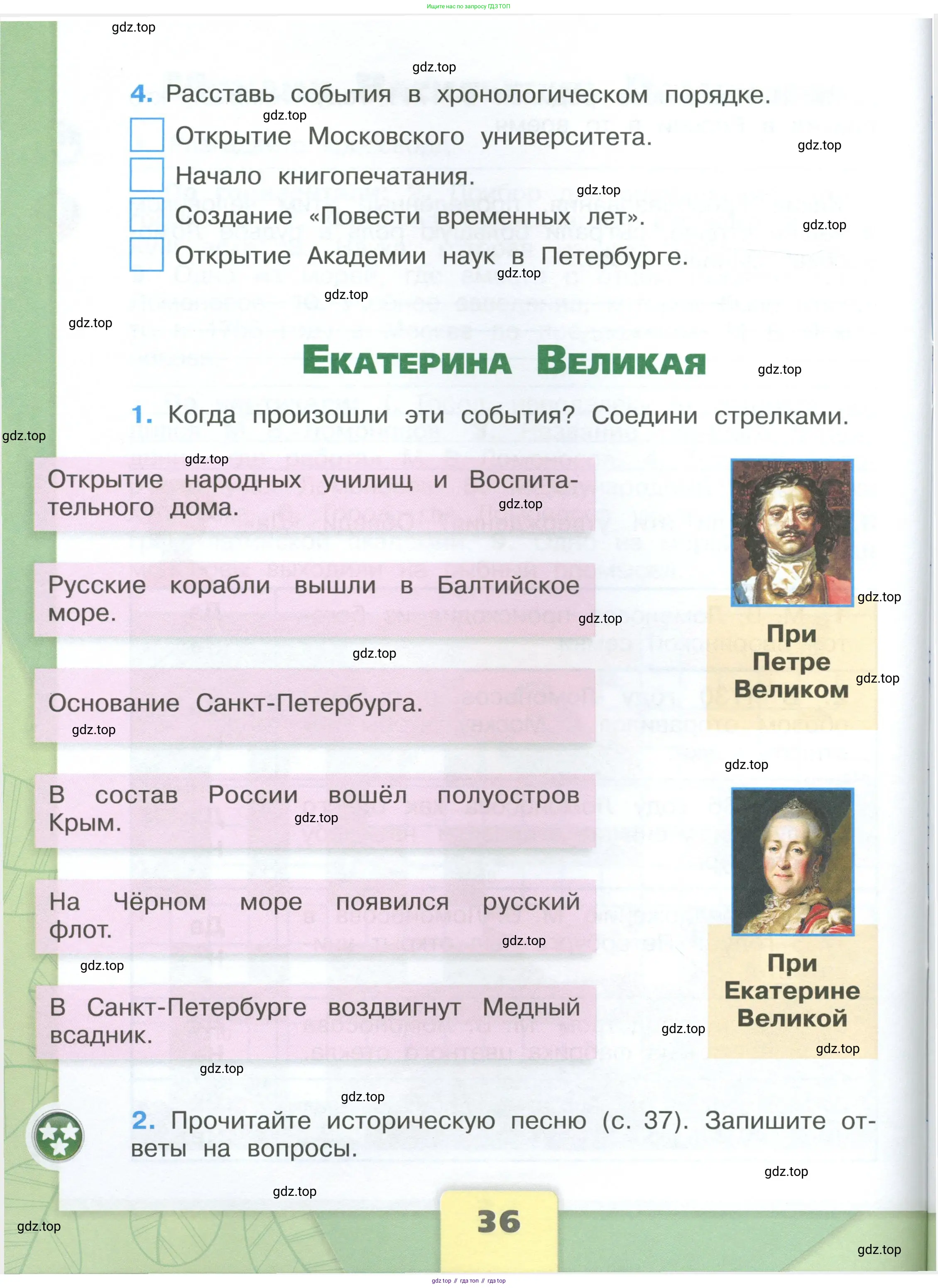 Окружающий мир, 4 класс рабочая тетрадь, авторы: Плешаков Андрей Анатольевич, Крючкова Елена Алексеевна, издательство Просвещение, Москва, 2023, белого цвета, Часть 1, страница 36