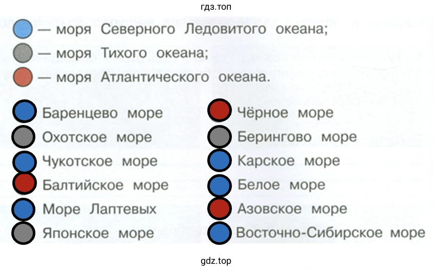 Определите, к каким океанам относятся перечисленные ниже моря