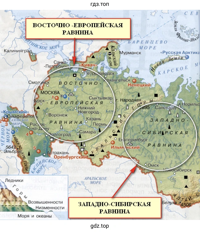 Восточно-Европейская (Русская) равнина, Западно-Сибирская равнина