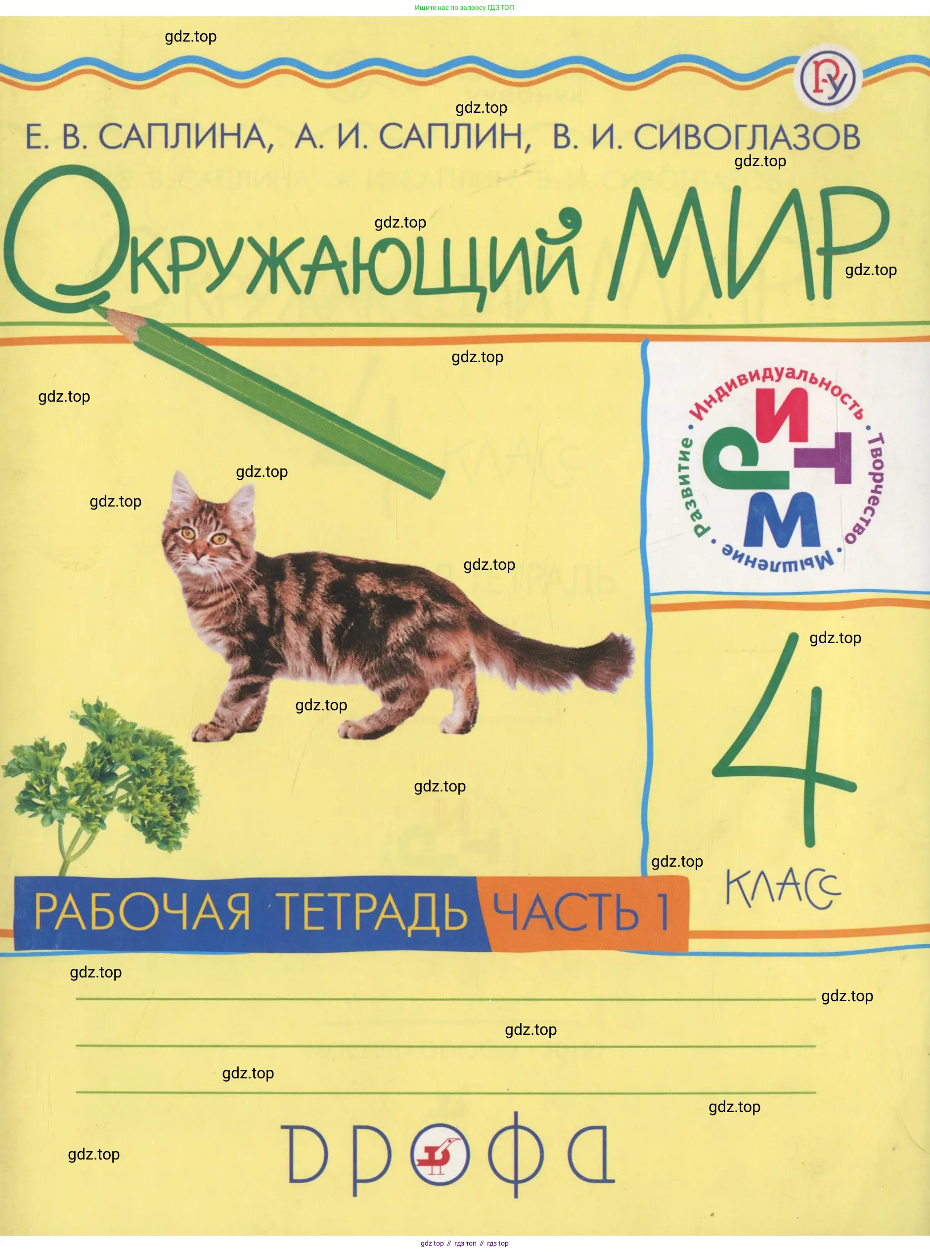 Окружающий мир, 4 класс рабочая тетрадь, авторы: Саплина Елена Витальевна, Саплин А И, Сивоглазов Владислав Иванович, издательство Дрофа, Москва, 2018, жёлтого цвета,