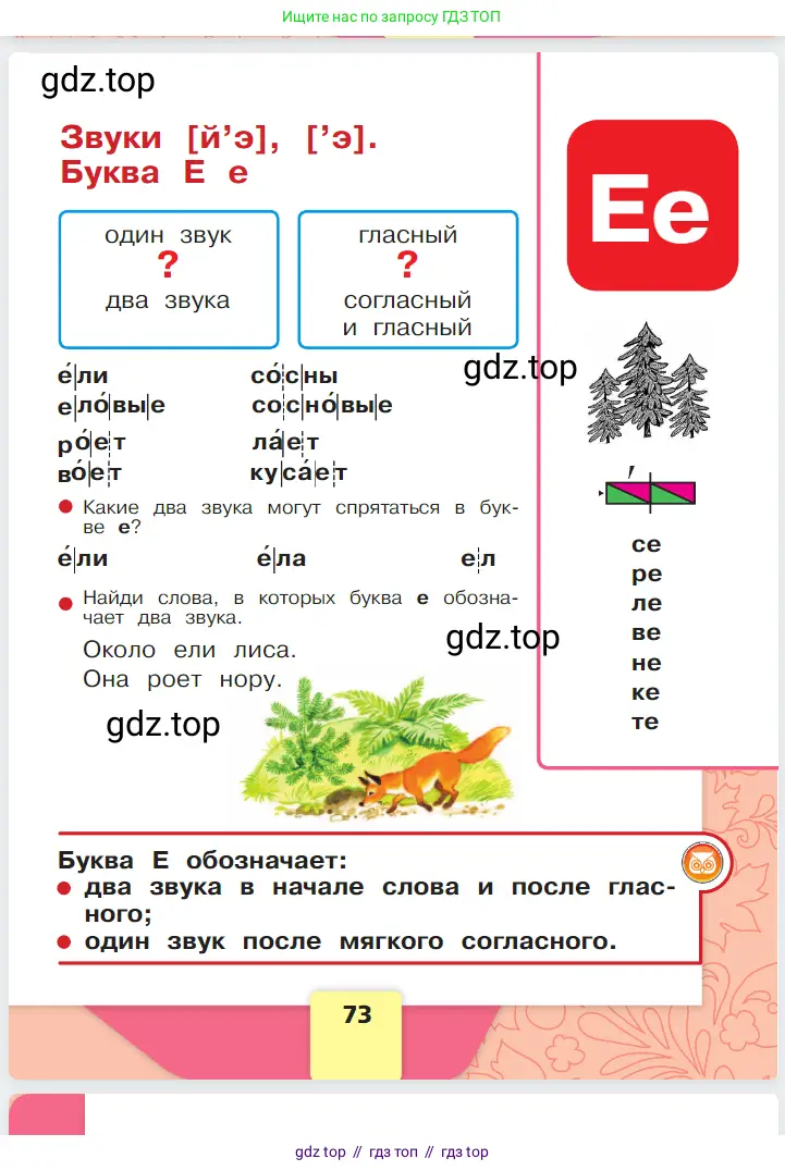 Русский язык, 1 класс Азбука, авторы: Горецкий Всеслав Гаврилович, Кирюшкин Виктор Андреевич, Виноградская Людмила Андреевна, Бойкина Марина Викторовна, издательство Просвещение, Москва, 2023, белого цвета, Часть 1, страница 73