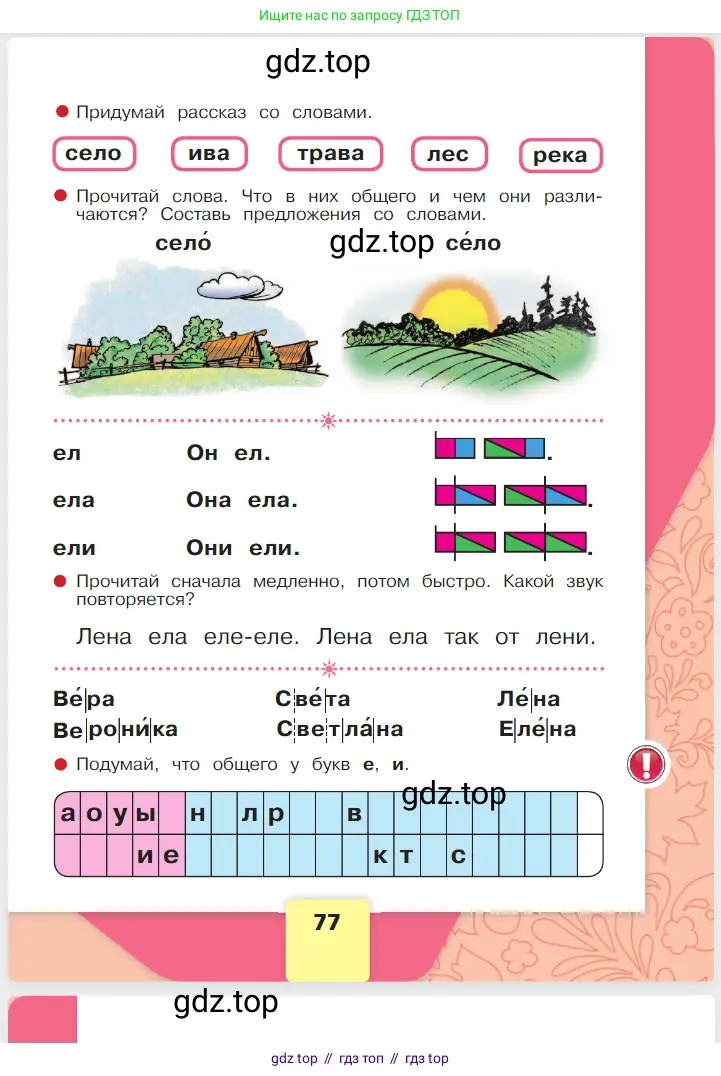 Русский язык, 1 класс Азбука, авторы: Горецкий Всеслав Гаврилович, Кирюшкин Виктор Андреевич, Виноградская Людмила Андреевна, Бойкина Марина Викторовна, издательство Просвещение, Москва, 2023, белого цвета, Часть 1, страница 77