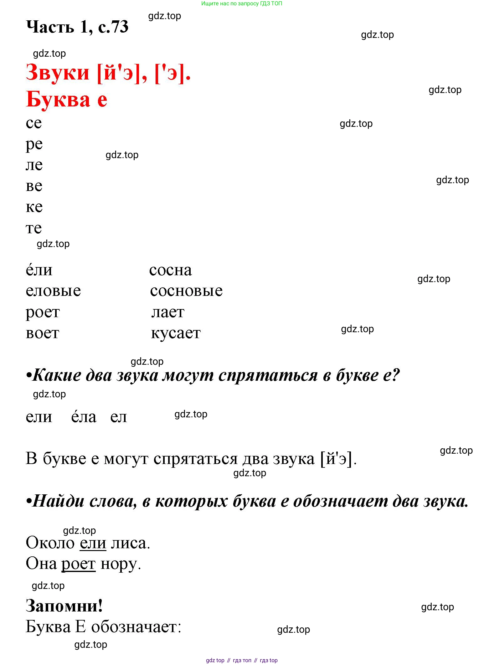 ГДЗ Русский язык, 1 класс Азбука, авторы: Горецкий Всеслав Гаврилович, Кирюшкин Виктор Андреевич, Виноградская Людмила Андреевна, Бойкина Марина Викторовна, издательство Просвещение, Москва, 2023, белого цвета, Часть 1, страница 73, Решение