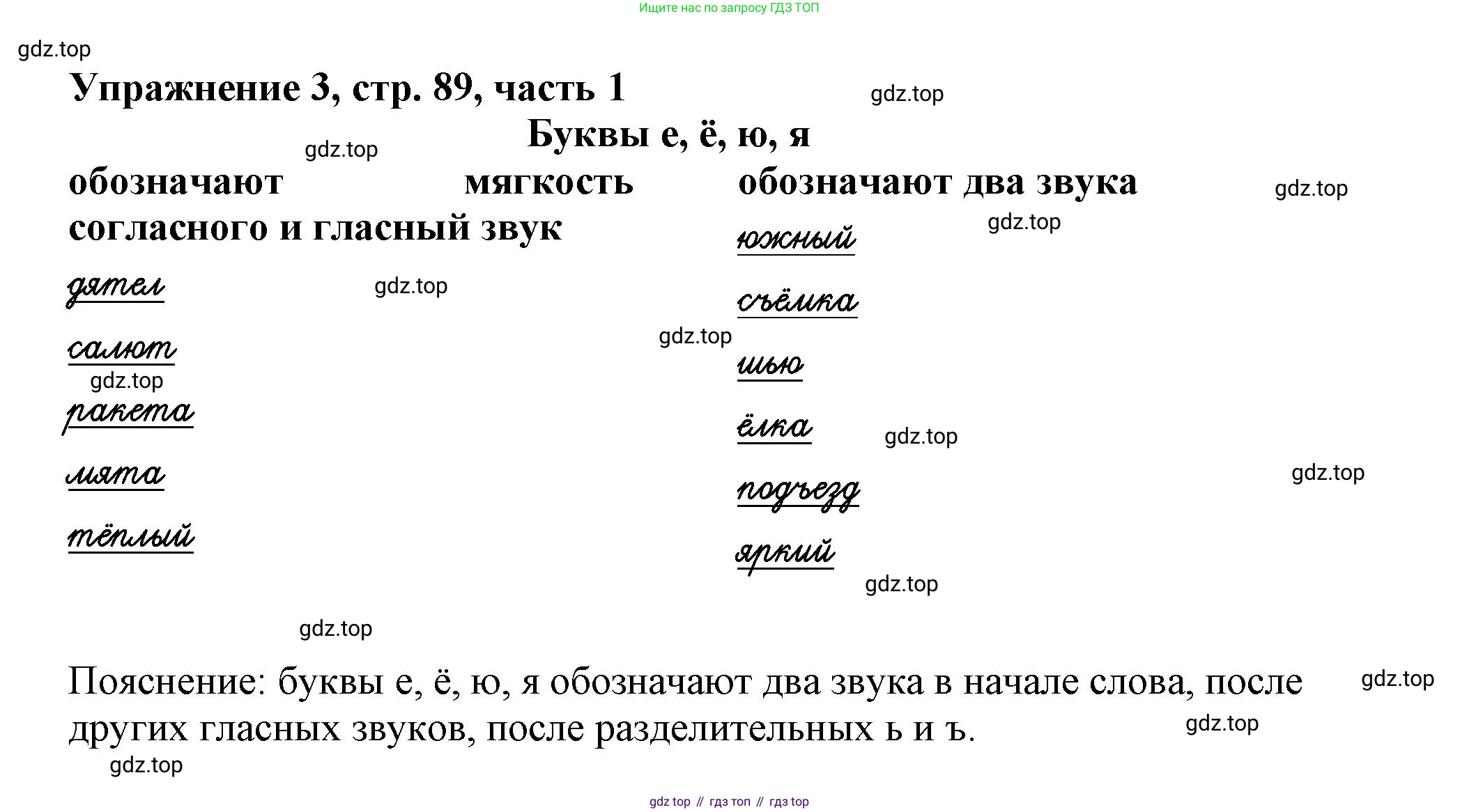 Русский язык, 1 класс рабочая тетрадь, авторы: Иванов Станислав Викторович, Евдокимова Антонина Олеговна, Кузнецова Елена Николаевна, издательство Просвещение, Москва, 2023, зелёного цвета, Часть 1, страница 89, номер 3, Решение